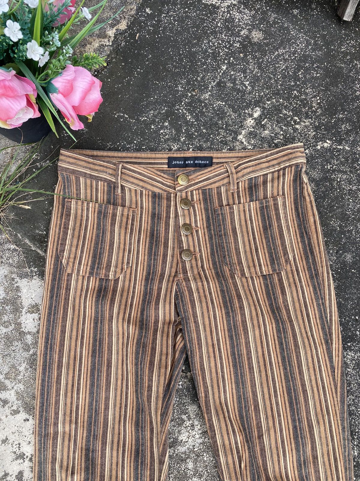 If Six Was Nine Flare Jouer Aux Echess Stripe Jeans Pants Size 28" / US 6 / IT 42 - 3 Thumbnail