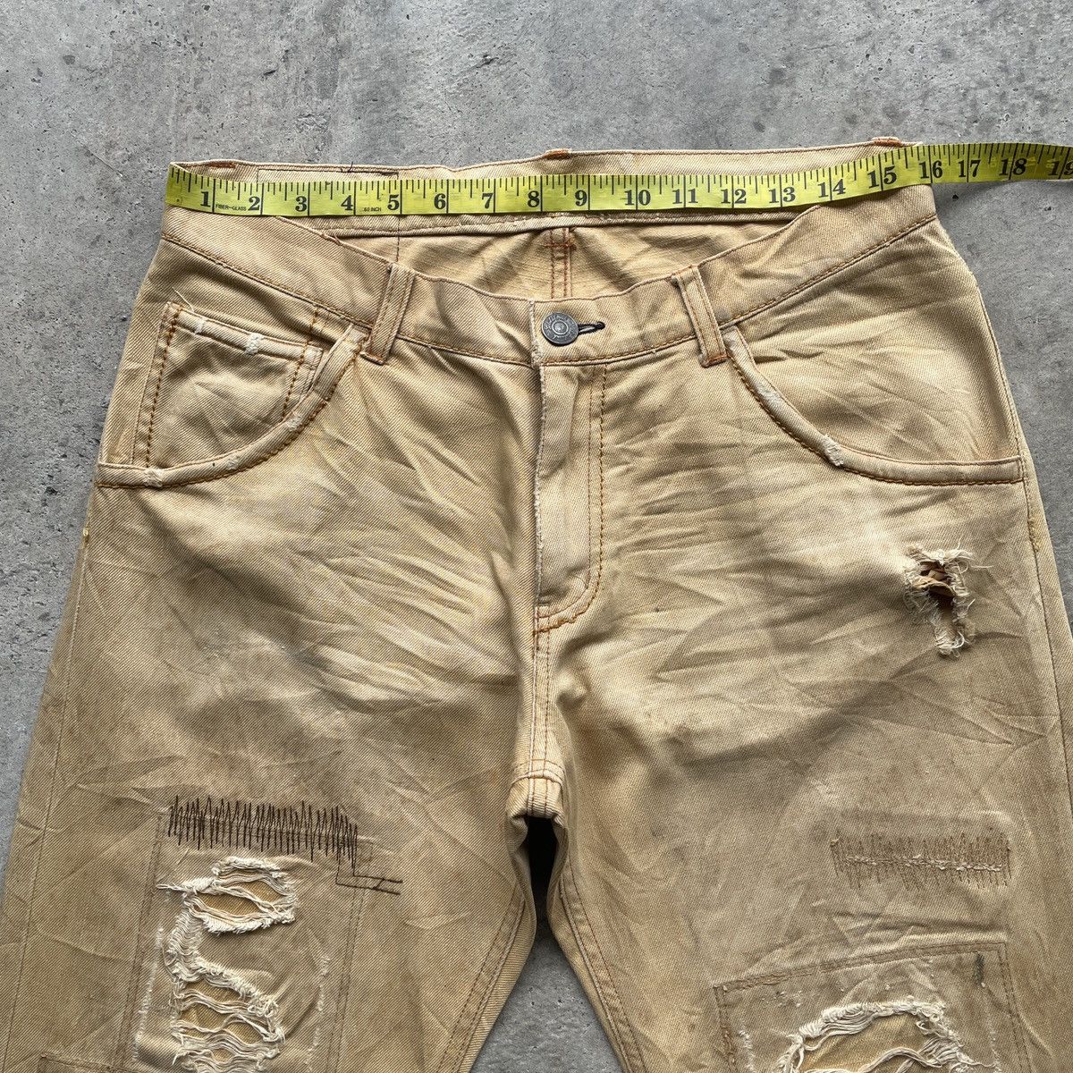 Japanese Brand THRASHED💥 Global Work Japan Vintage Distressed Jeans Pants Size US 32 / EU 48 - 5 Thumbnail