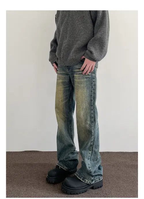 Japanese Brand Washed distressed men's American retro cleanfit flared jeans Size US 32 / EU 48 - 2 Thumbnail