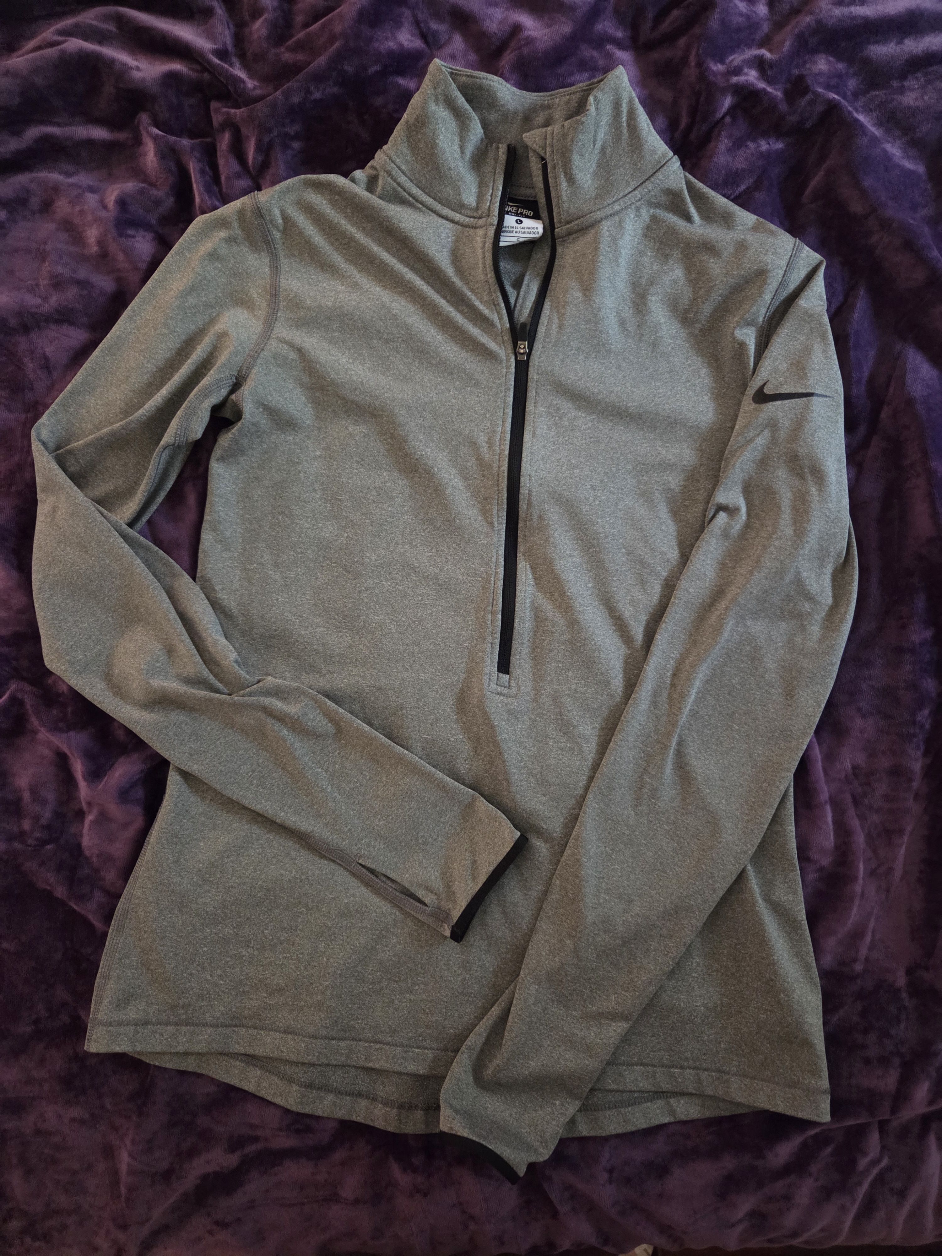 Nike Women's Nike Gray Dri-Fit Half Zip In Grey. Size Large Size L / US 10 / IT 46 - 1 Thumbnail