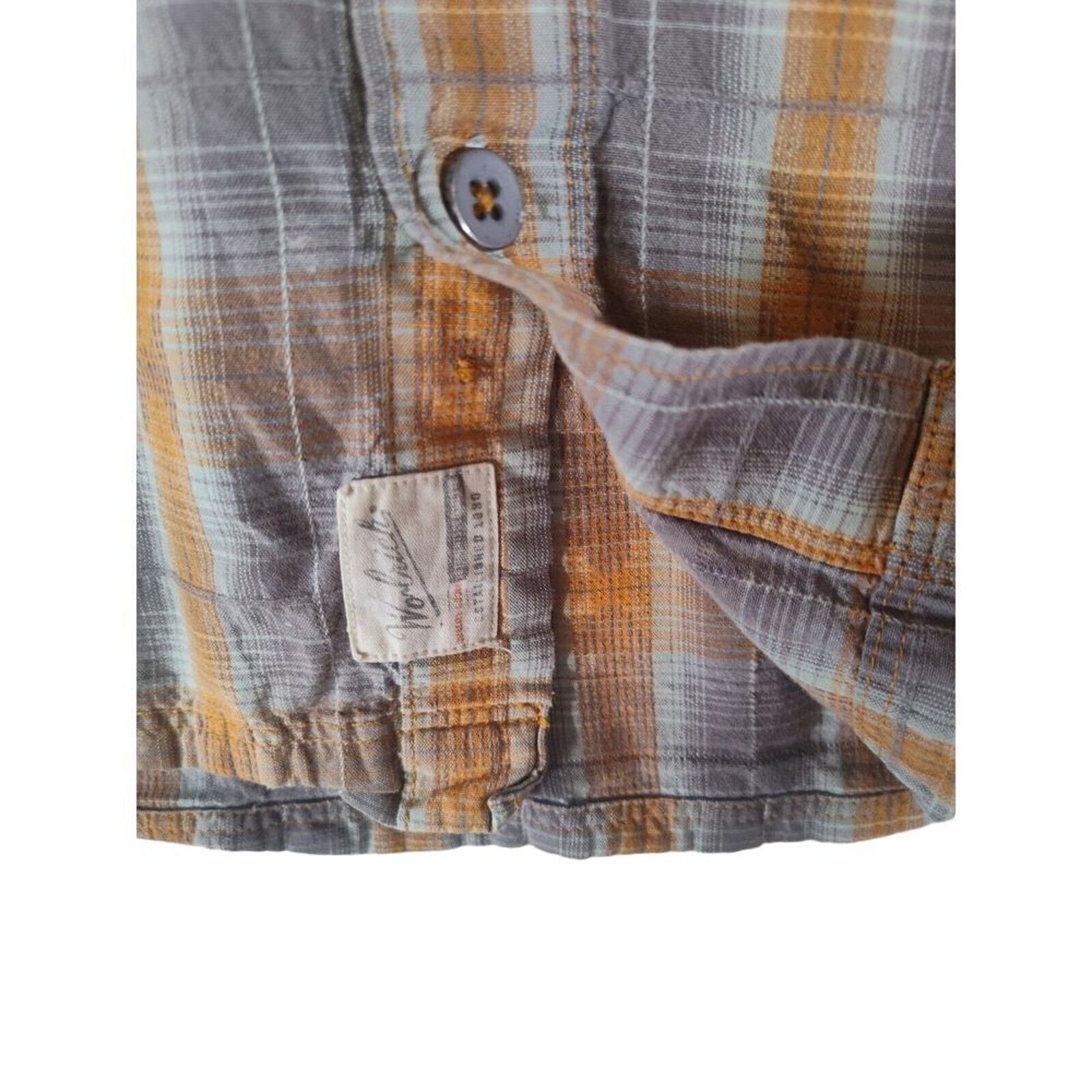 Woolrich Woolen Mills Woolrich Button Up Shirt Plaid Mens Large Orange Gray Cream Size US L / EU 52-54 / 3 - 10 Thumbnail