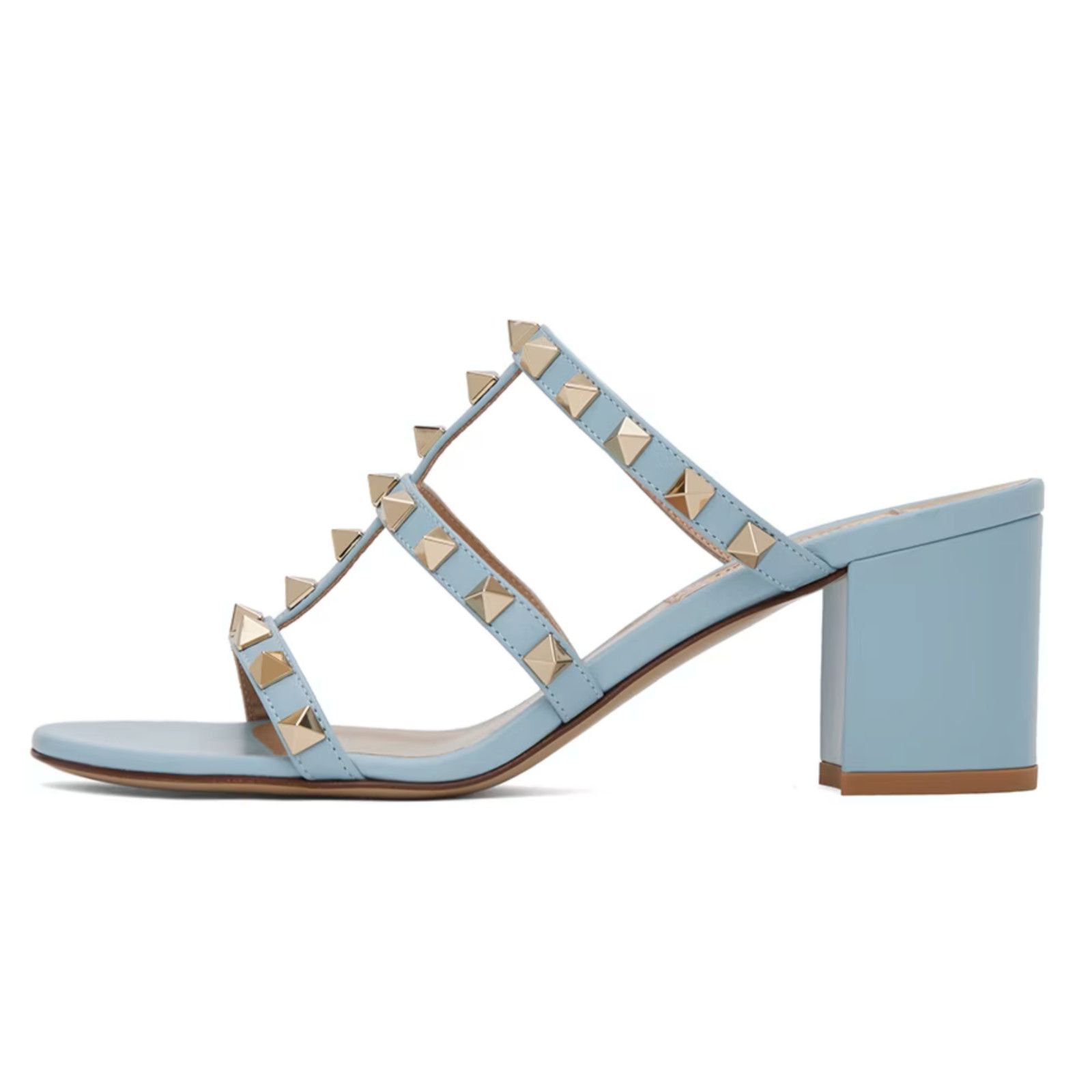 Valentino Valentino Rockstud City Slide 60mm Mule Blue Caged Sandal Size US 7.5 / IT 37.5 - 12 Thumbnail