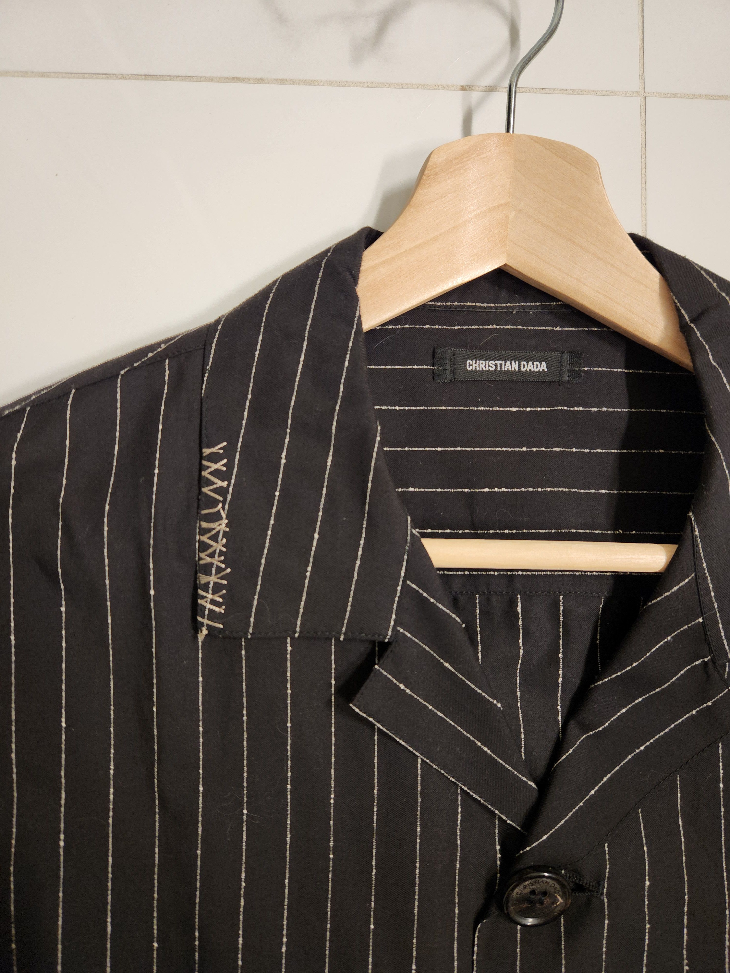 Christian Dada Avant Garde Contrast Stitch Striped Camp Collar Shirt Size US L / EU 52-54 / 3 - 5 Thumbnail