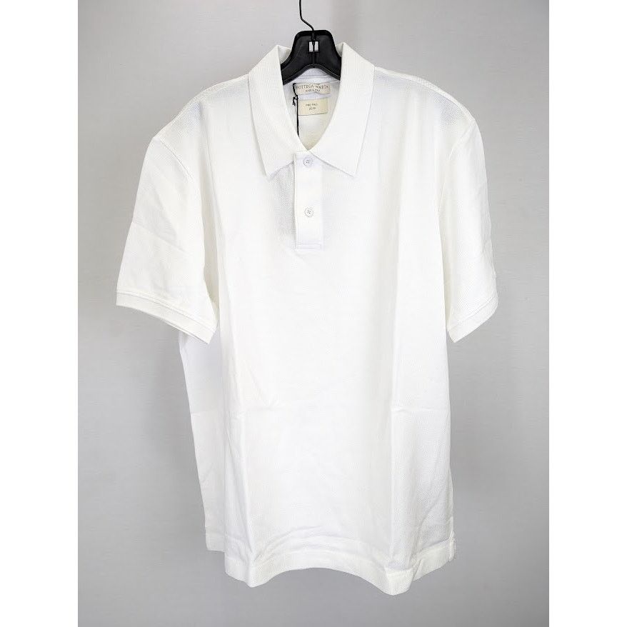 Bottega Veneta o1rshd1 New Piquet Jersey Polo T-Shirt in Optic White Size US L / EU 52-54 / 3 - 2 Thumbnail