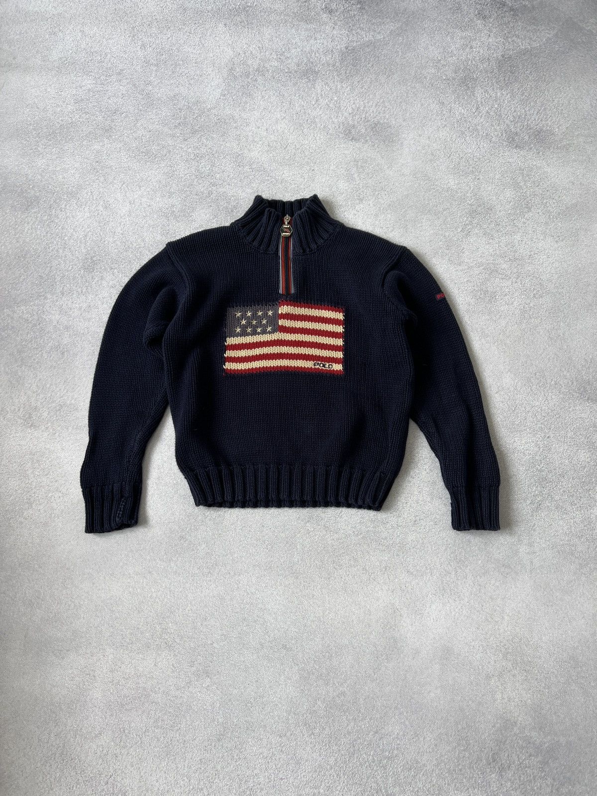 Polo Ralph Lauren × Vintage Vintage Polo Sport USA flag big logo kids sweater Size US XS / EU 42 / 0 - 1 Thumbnail