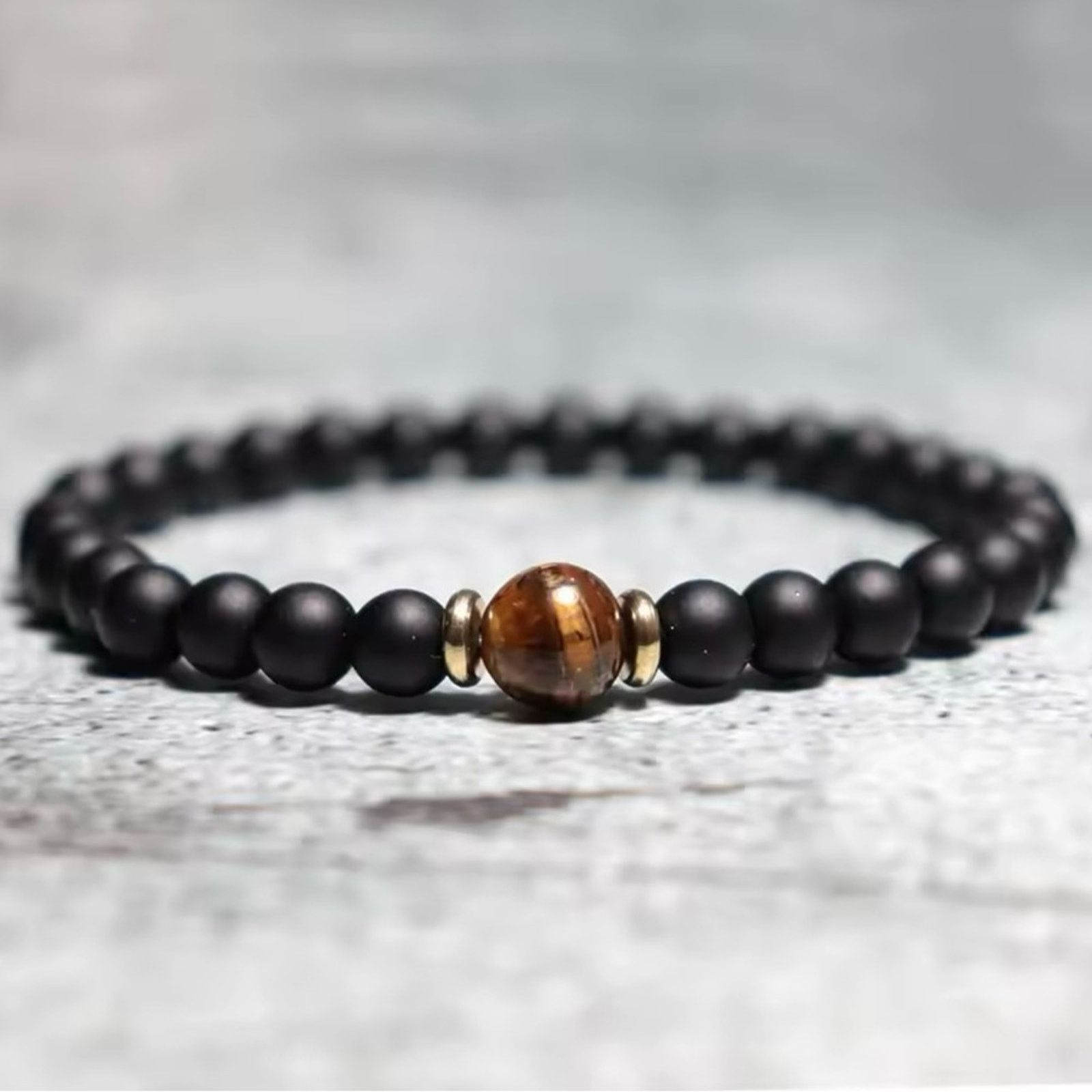 Other 2Pcs Men Bracelet Set Natural Tiger eye Beads Stone Bracelet Size ONE SIZE - 5 Thumbnail