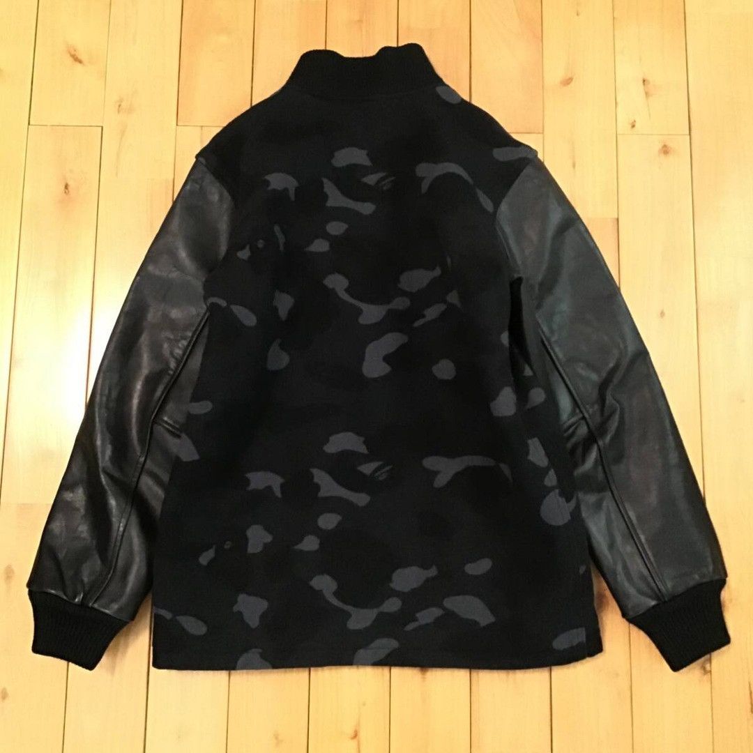 Bape × Nigo BAPE Leather sleeve varsity jacket black camo a bathing ape Size US S / EU 44-46 / 1 - 2 Thumbnail