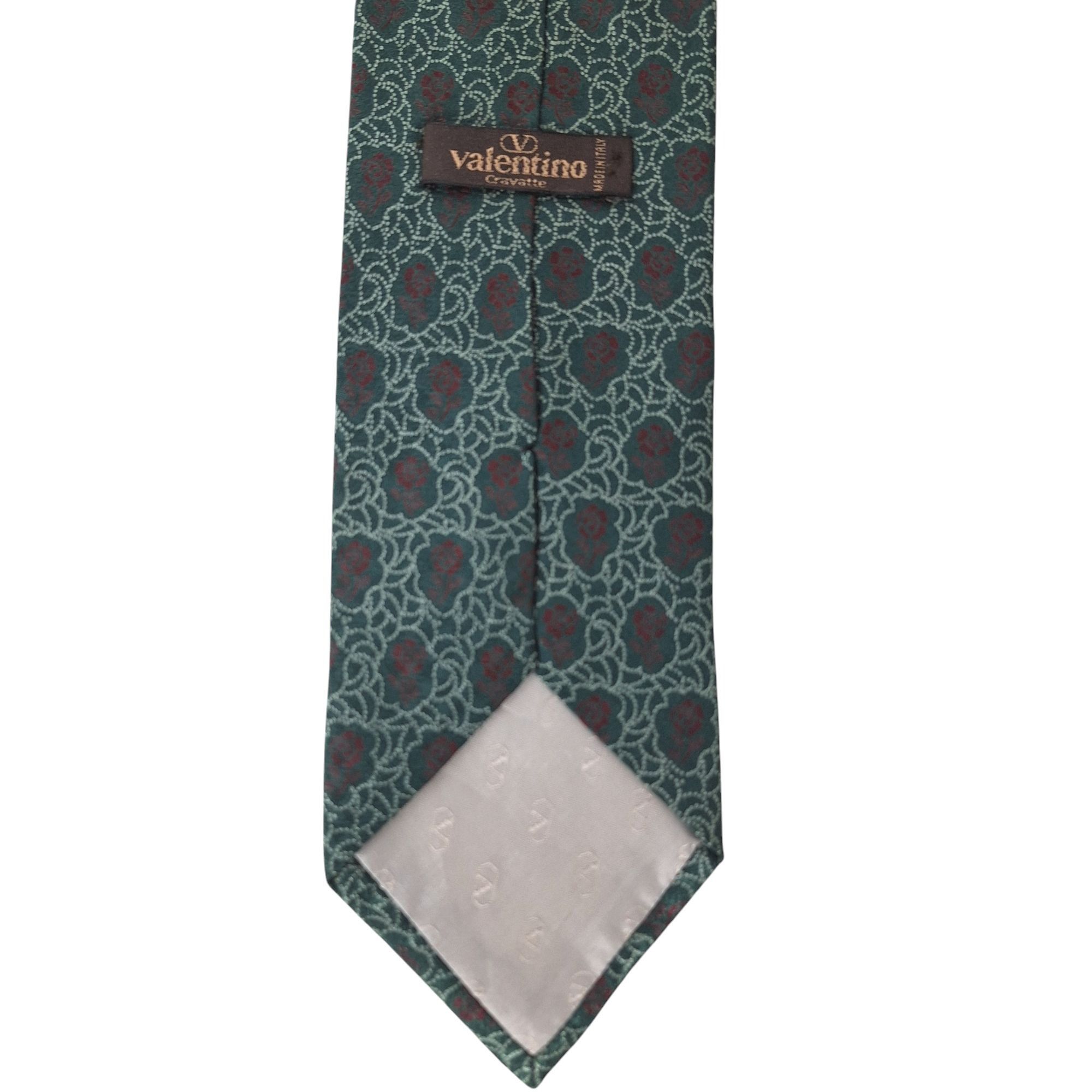 Valentino Vintage Valentino Cravatte Tie Silk Made in Italy Green Red Size ONE SIZE - 6 Thumbnail