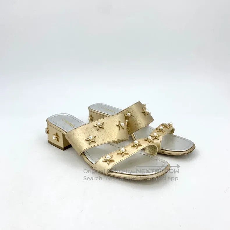 Chanel Chanel Metal five-pointed star pearl decoration thick-heel Size US 5.5 / IT 35.5 - 2 Thumbnail