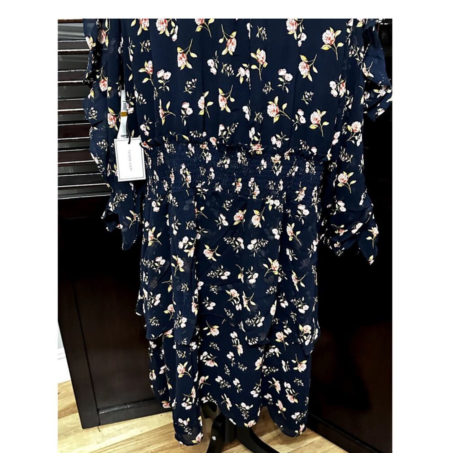 Other 1. State Navy Floral Ruffled Cold Shoulder Midi Dress 3X NWT Size 3XL / US 20-22 - 8 Thumbnail
