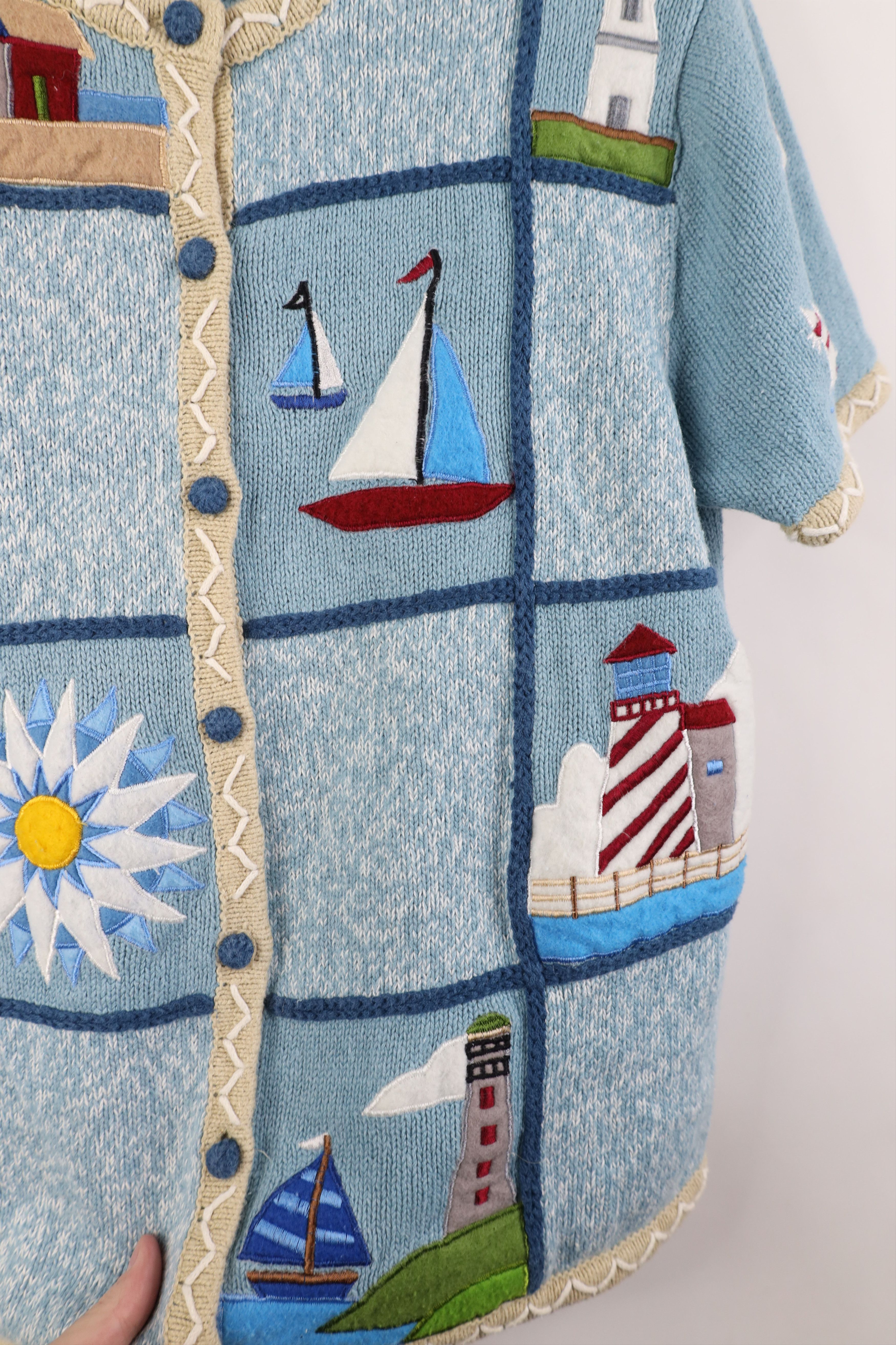 Vintage Vintage 90s Streetwear Lighthouse Sailboat Knit Sweater Size S / US 4 / IT 40 - 7 Thumbnail