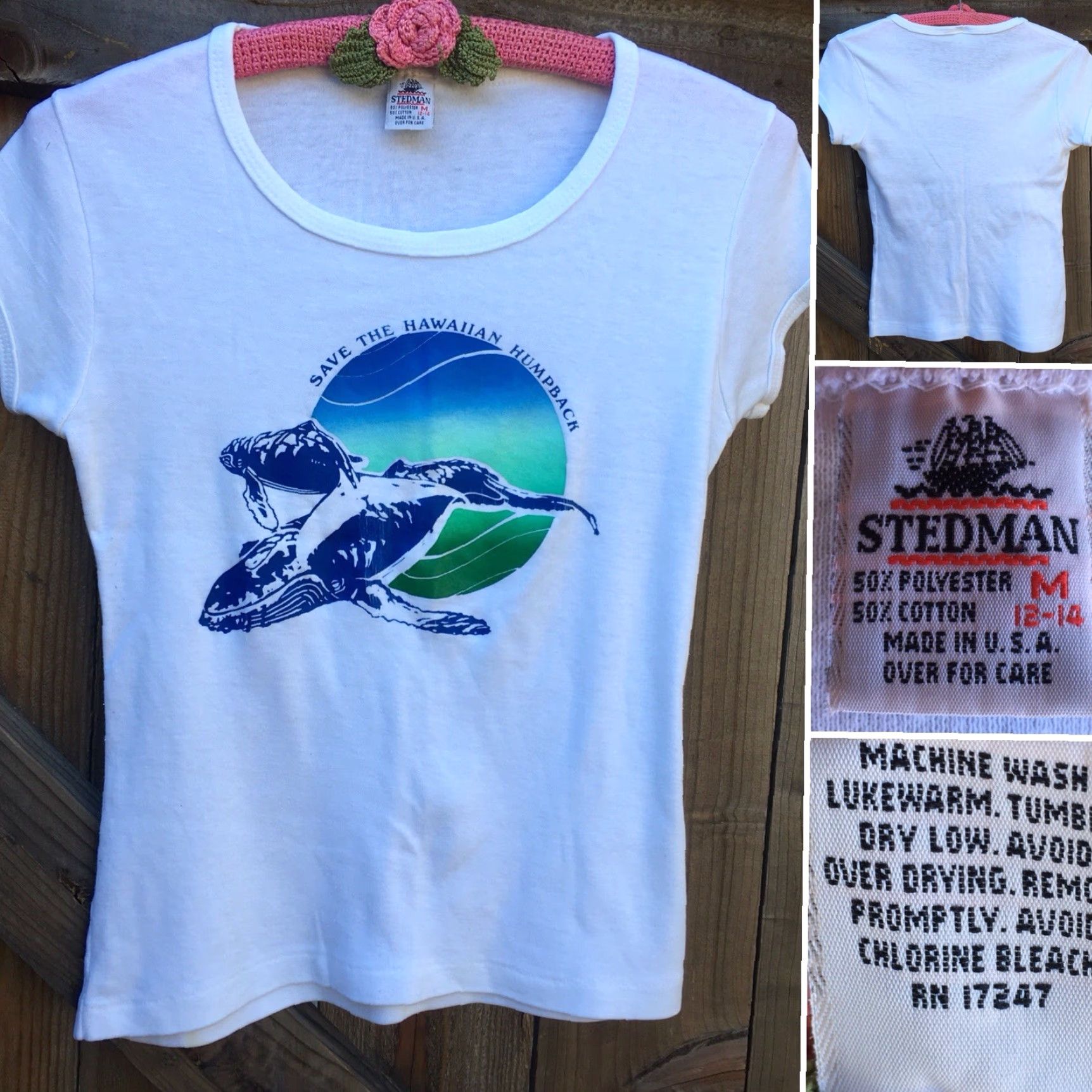 Vintage VINTAGE Stedman T-Shirt Hawaiian Humpback Whale Graphics White 1980s M Ladies Size M Casual Size M / US 6-8 / IT 42-44 - 5 Thumbnail