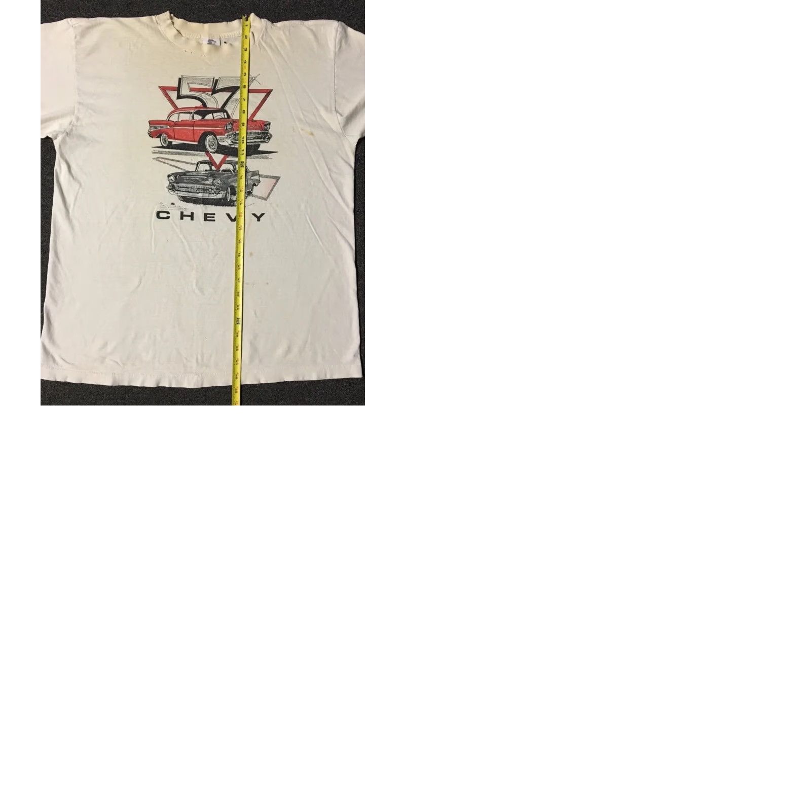 Thrasher VINTAGE 90s Chevrolet 57 Chevy Thrashed Faded Distressed Shirt XL Car Racing Grunge 80s USA Men Short Sleeve White Single Stitch T-Shirt XL Car Size US XL / EU 56 / 4 - 11 Thumbnail
