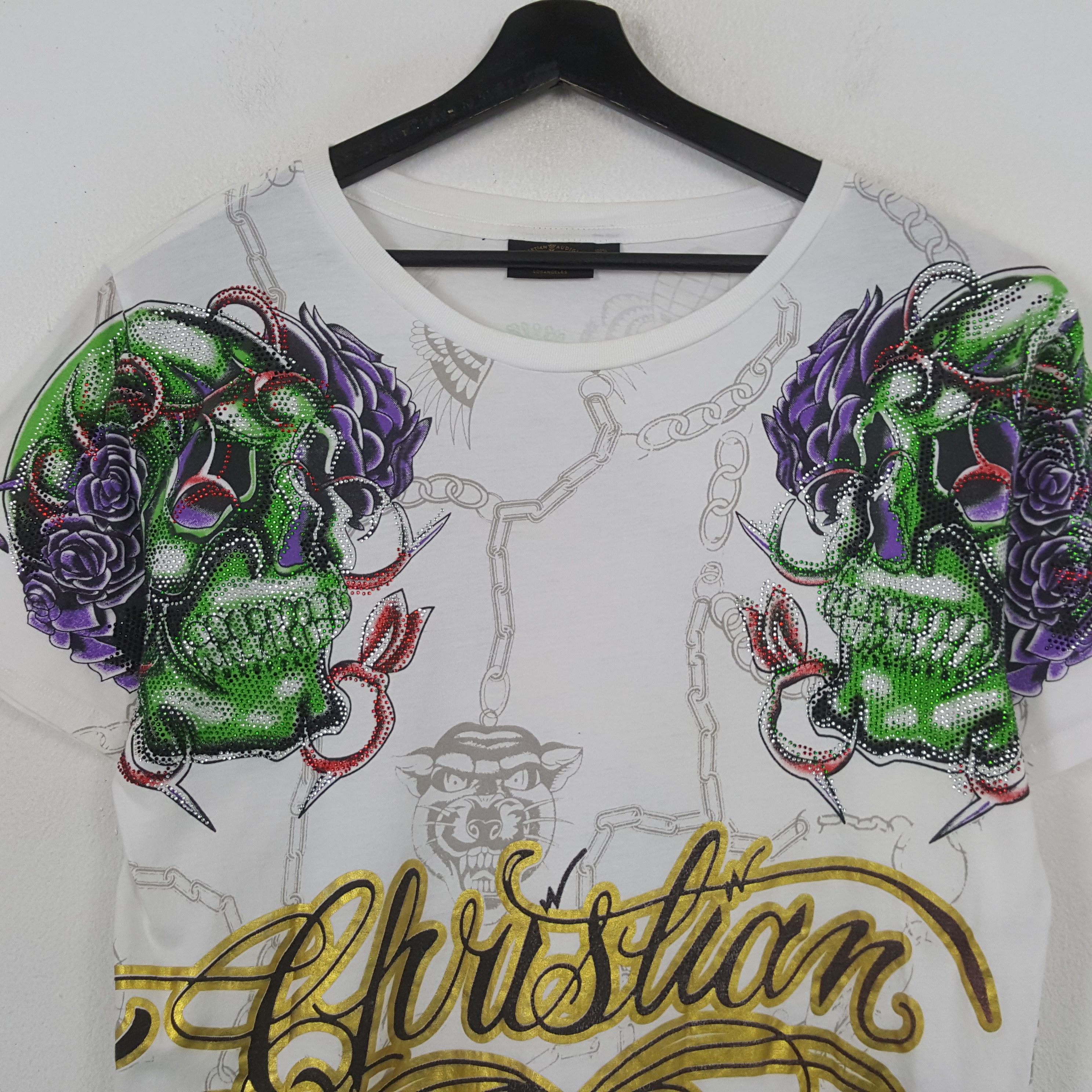 Christian Audigier Christian Audigier Fashion Designer Style Tshirt RR9 Size L / US 10 / IT 46 - 4 Thumbnail