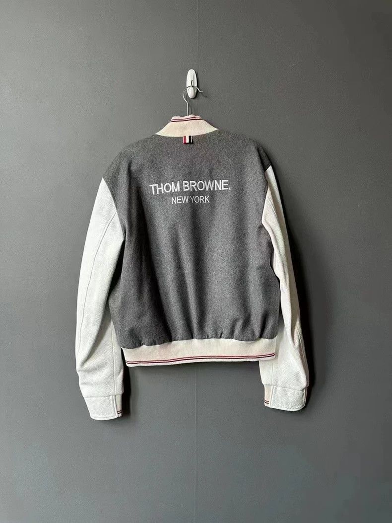 Thom Browne Thom Browne Gray and white cashmere patchy baseball shirt Size US M / EU 48-50 / 2 - 1 Thumbnail