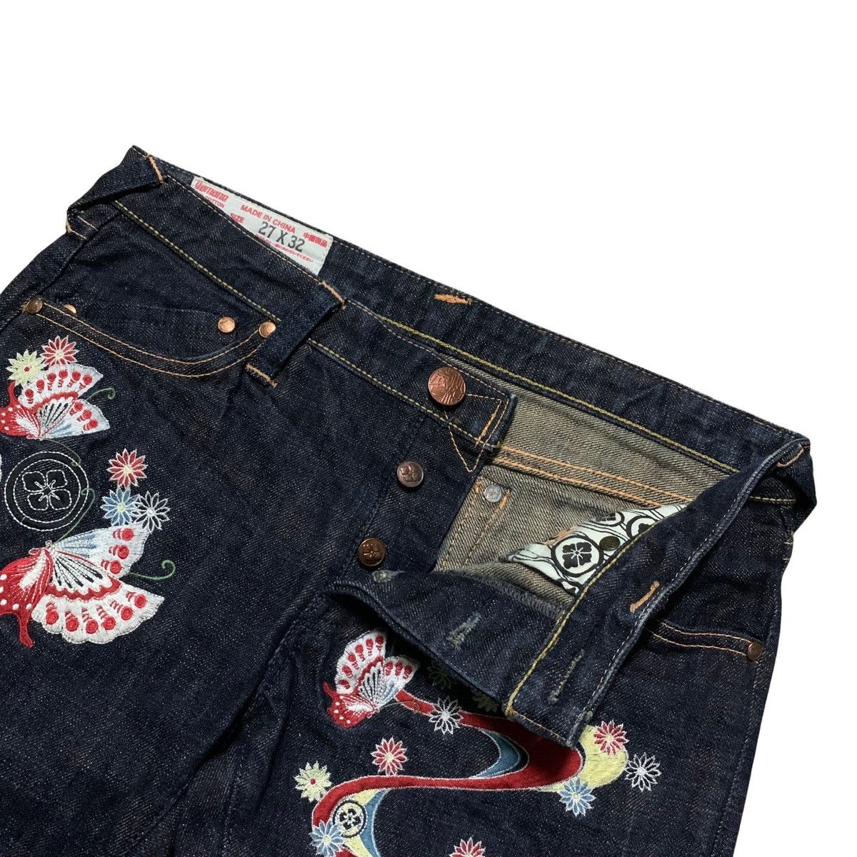 Evisu Yamane Butterfly Selvedge Denim Pants Size 28" / US 6 / IT 42 - 12 Thumbnail