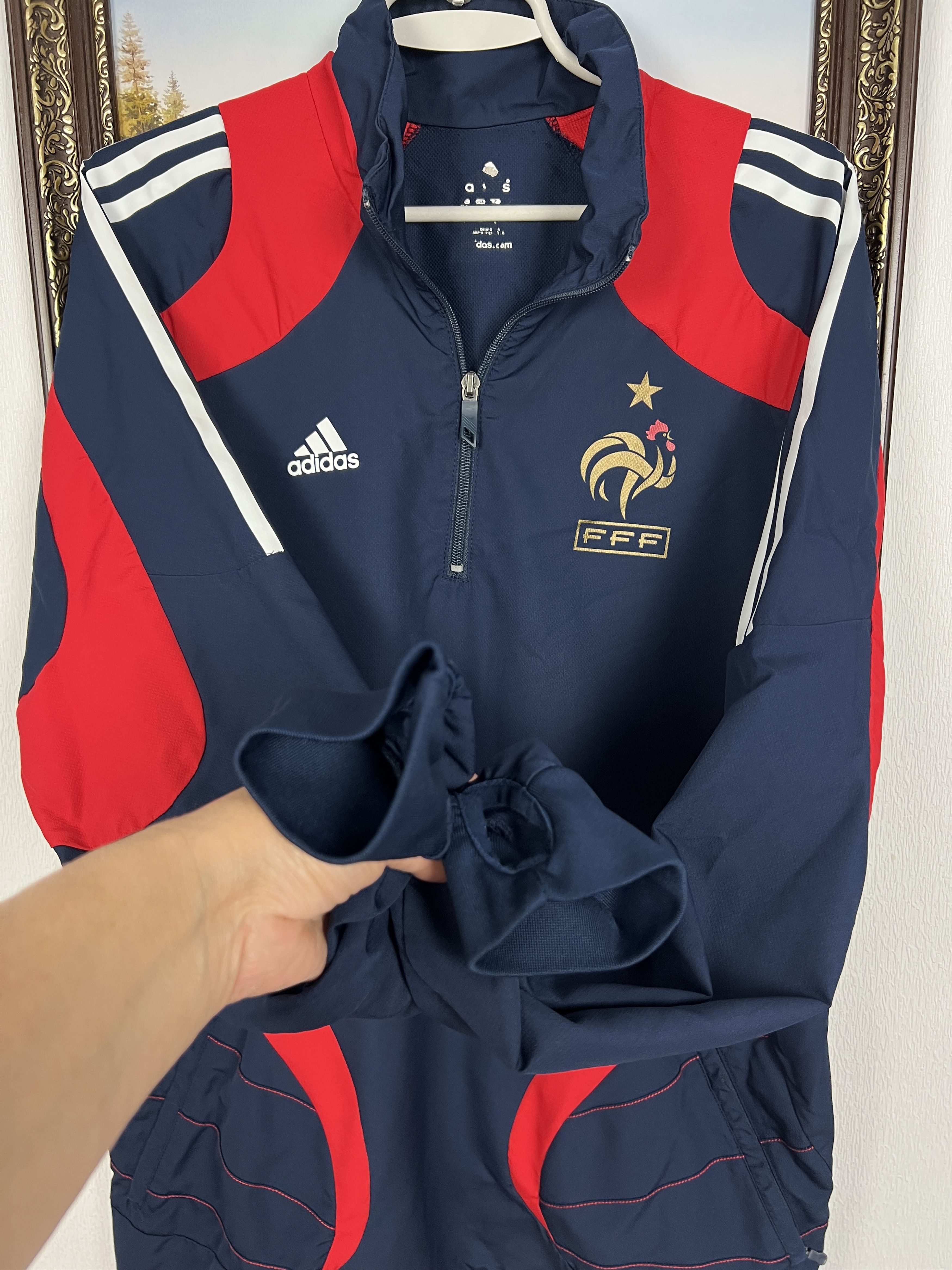 Adidas Vintage Adidas France Football Train Jacket Player Issue Size US L / EU 52-54 / 3 - 9 Thumbnail