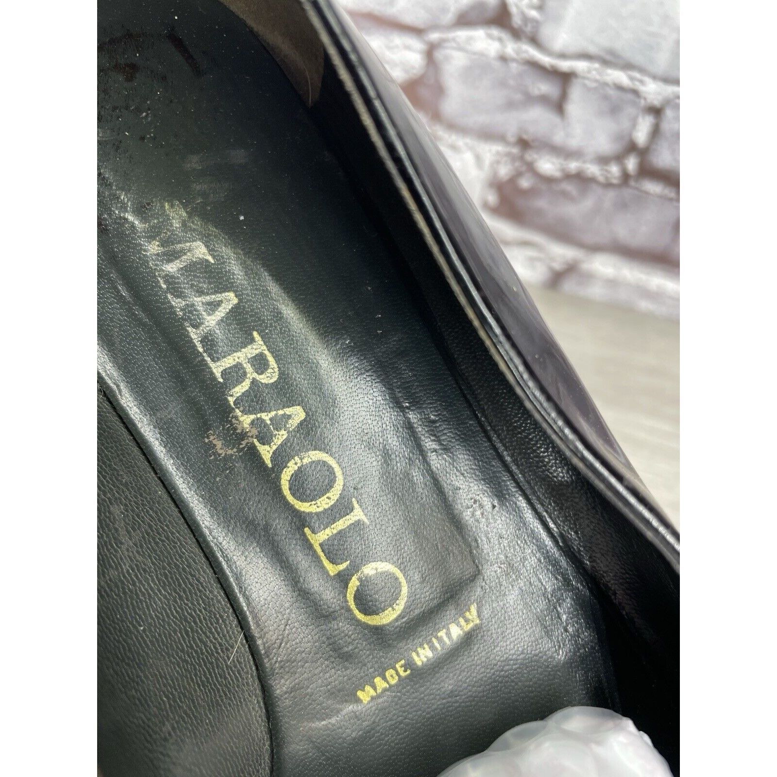 Other Maraolo Black Patent Leather Slip On Loafers Shoes Women Sz Size US 8 / IT 38 - 10 Thumbnail