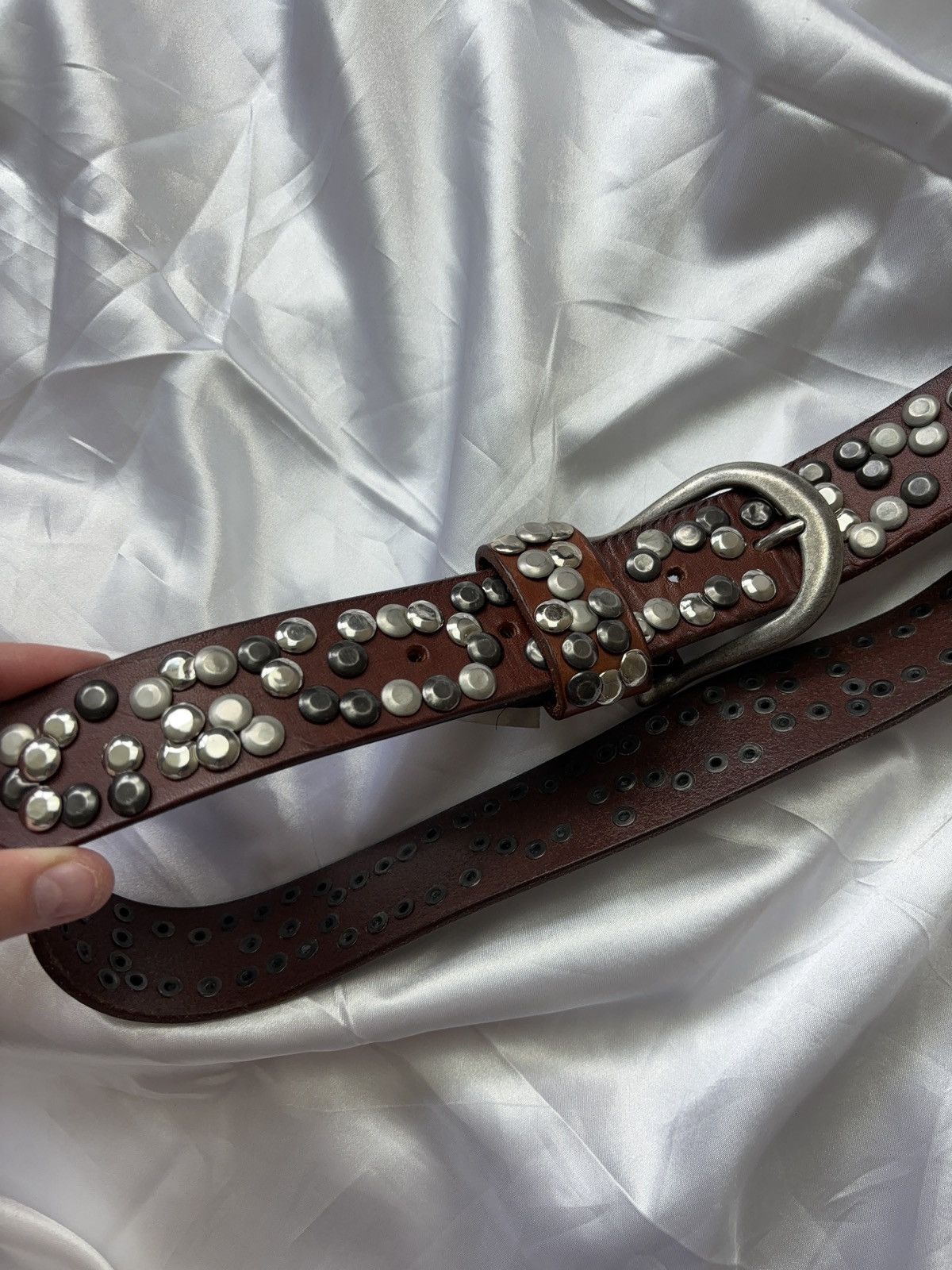 Vintage Real Leather Vintage Grunge Punk Men’s Belt Size ONE SIZE - 2 Thumbnail