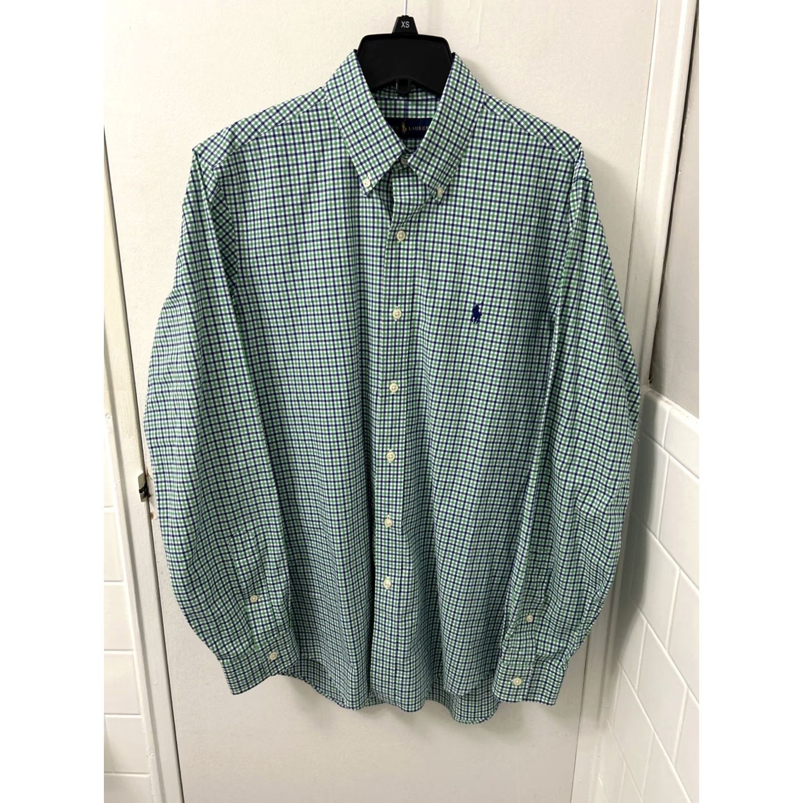 Ralph Lauren VINTAGE Ralph Lauren Shirt Mens Medium Green Blue Plaid Button Down Long Sleeve Pony Size US M / EU 48-50 / 2 - 2 Thumbnail