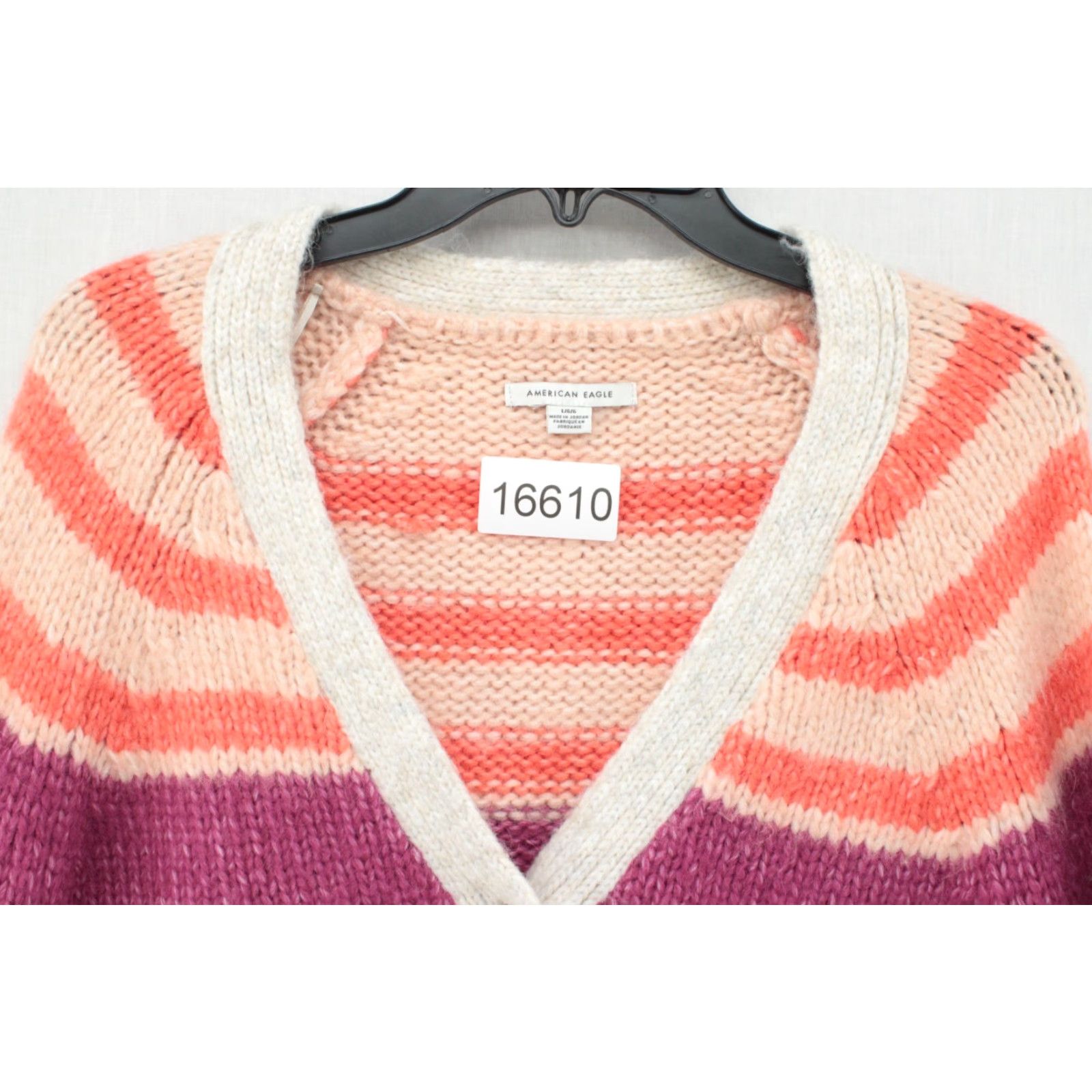 American Eagle Outfitters American Eagle Cardigan Women L Multicolor Knit Striped Button Up Crop Size L / US 10 / IT 46 - 8 Thumbnail