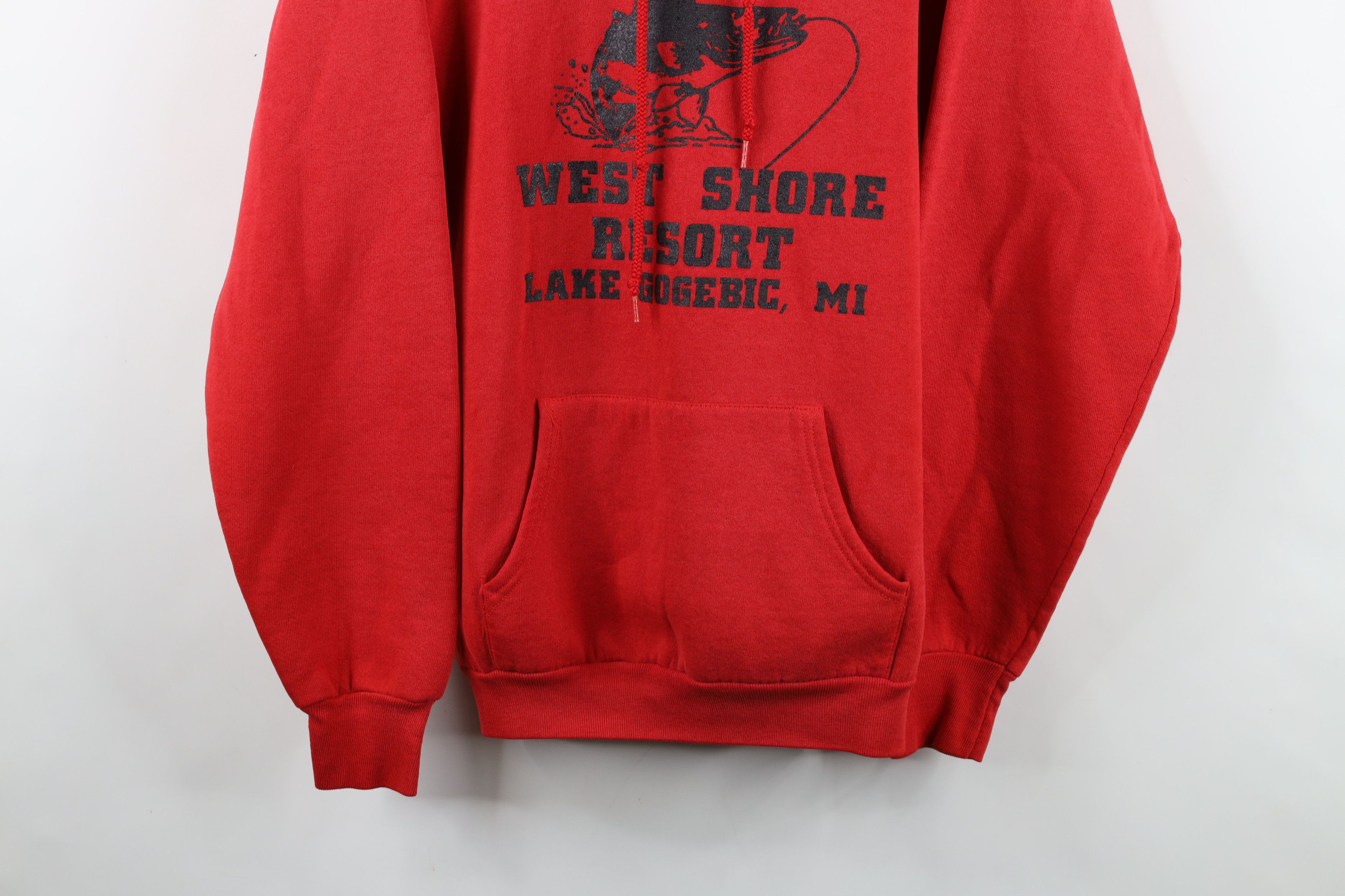 Vintage Vintage 90s Bass Fishing Michigan Hoodie Sweatshirt Red USA Size US XL / EU 56 / 4 - 3 Thumbnail