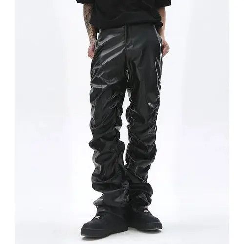 Jean Loose Ruched Casual PU Leather Pant Size US 32 / EU 48 - 2 Thumbnail