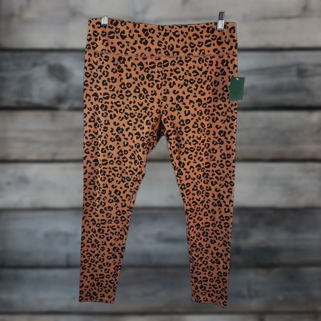 Vintage Wild Fable Womens High Rise Leggings XL Brown Animal Print Cotton Leggings Women Knits Casual 26.5 Inseam Rise 11" XS-XL Minus Tags Size 40" / US 18 - 1 Thumbnail