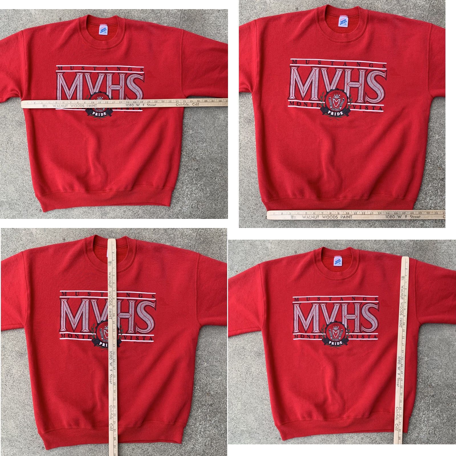 Jerzees VINTAGE Mustangs MVHS Monte Vista graphic sweatshirt XL Men Crew Neck Long Sleeve Red Pullover Sweatshirt Graphic Print USA Made Size US XL / EU 56 / 4 - 11 Thumbnail