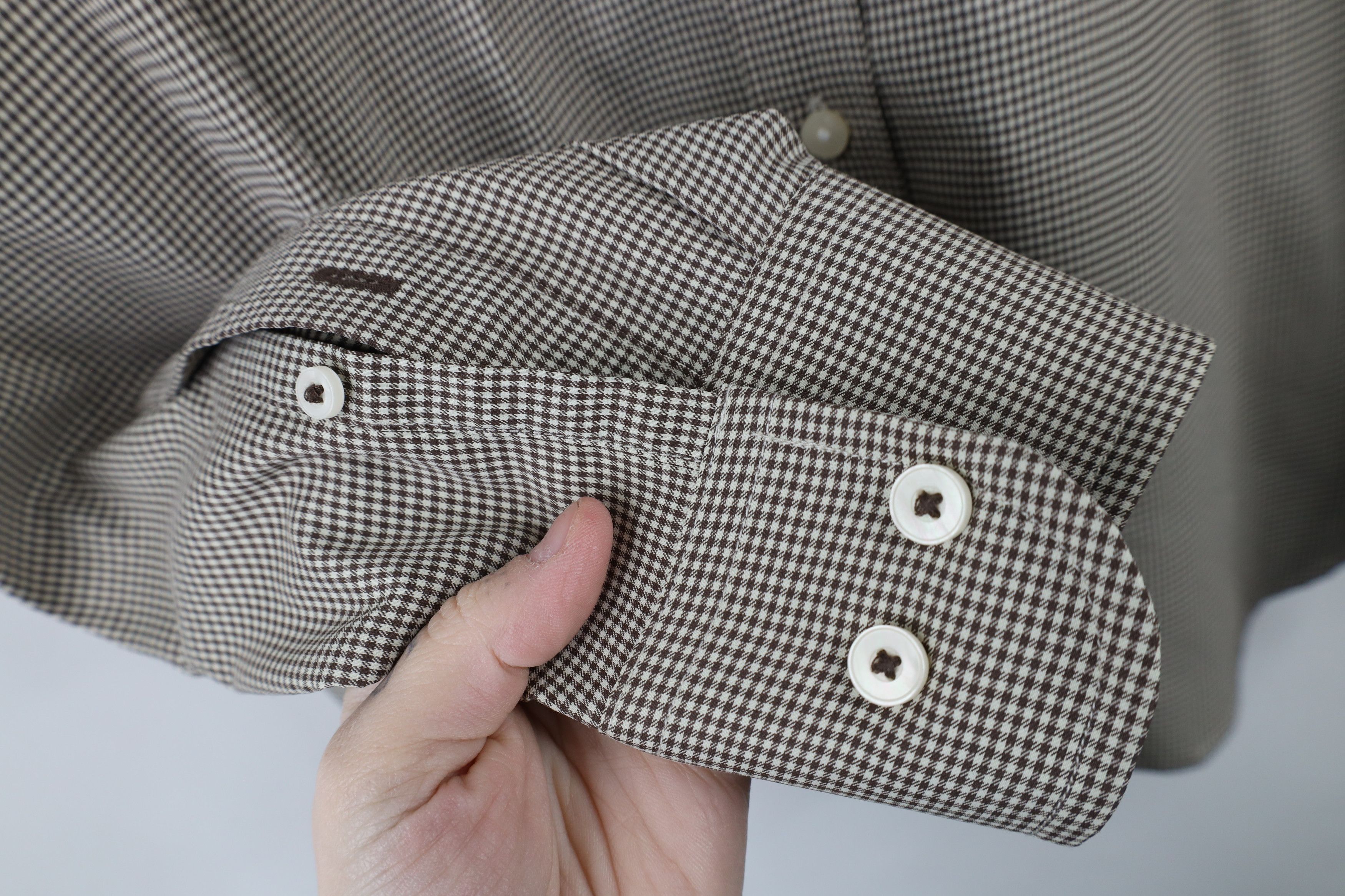 UNTUCKit × Vintage Untuckit Gingham Knit Collared Button Shirt Brown Polyester Size US M / EU 48-50 / 2 - 5 Thumbnail