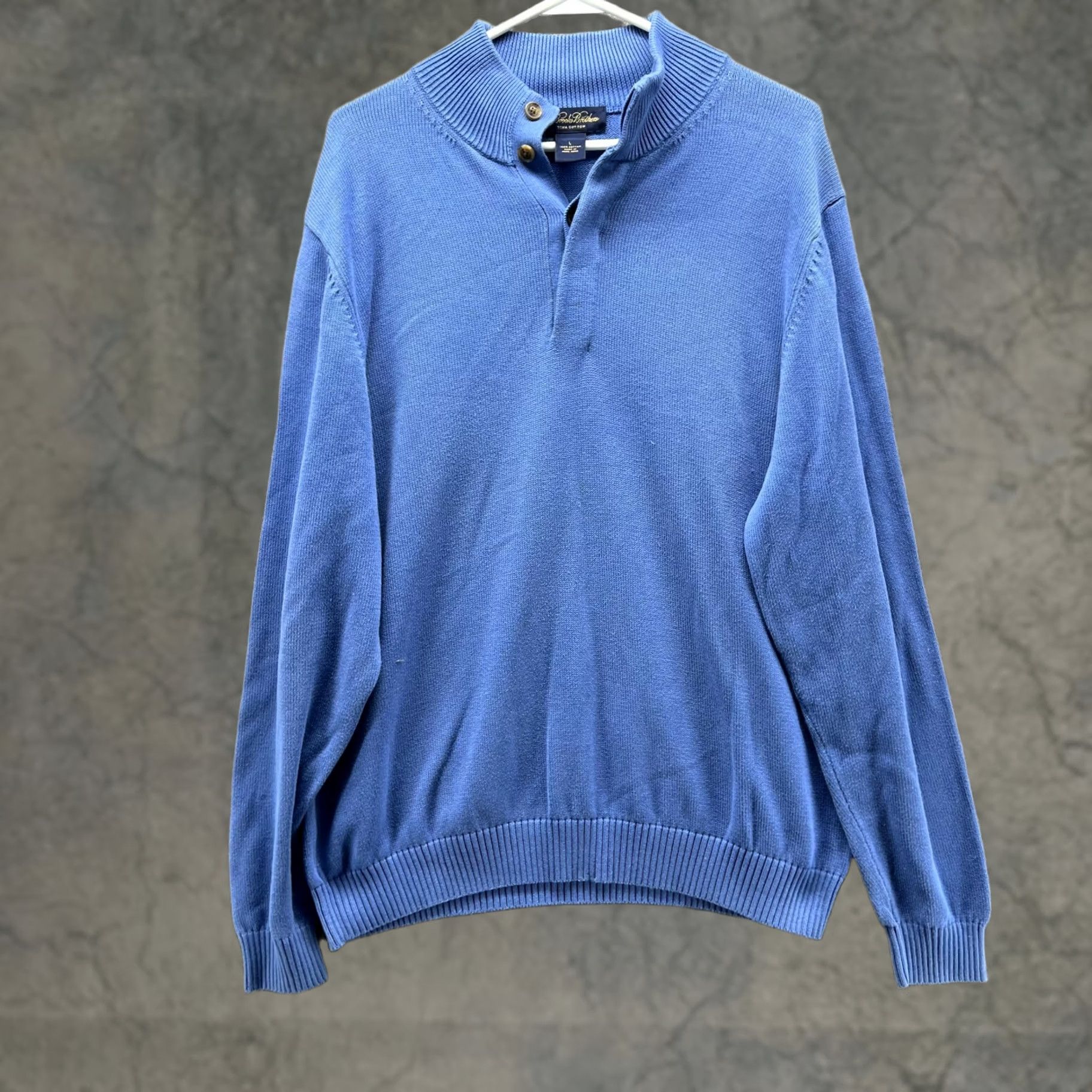 Brooks Brothers VINTAGE Brooks Brothers Sweater Men Large Pullover Fleece Blue Cotton Pima Logo Jacket Winter Fall Spring Summer Size US L / EU 52-54 / 3 - 1 Thumbnail