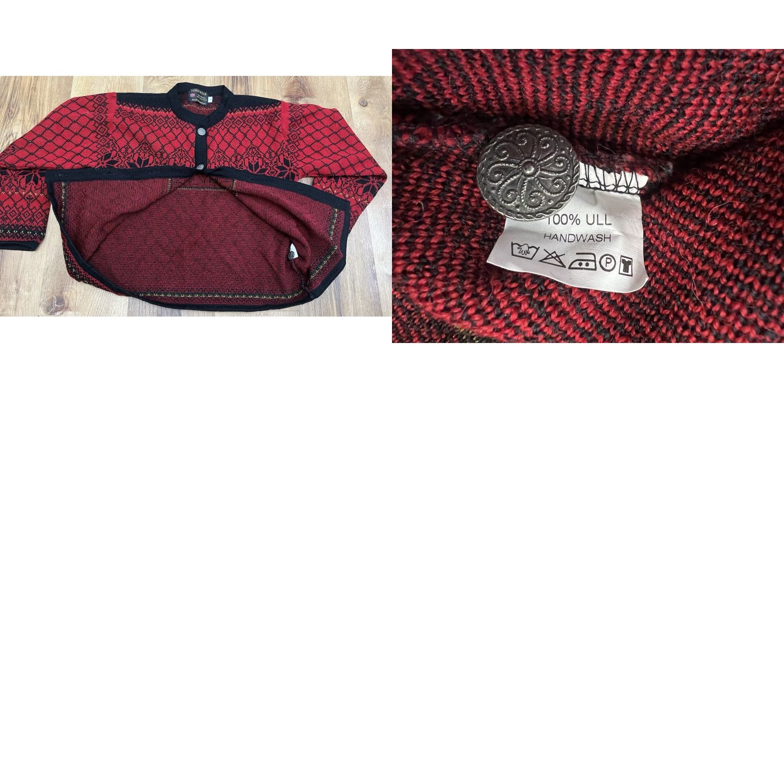 Vintage VINTAGE Norsk Wear Womens Sweater Cardigan Knit Wool Red Small Long Sleeve Crew Neck Casual 100% Wool Fair Isle Button Decor 1970s 80s Womens Size S / US 4 / IT 40 - 8 Thumbnail