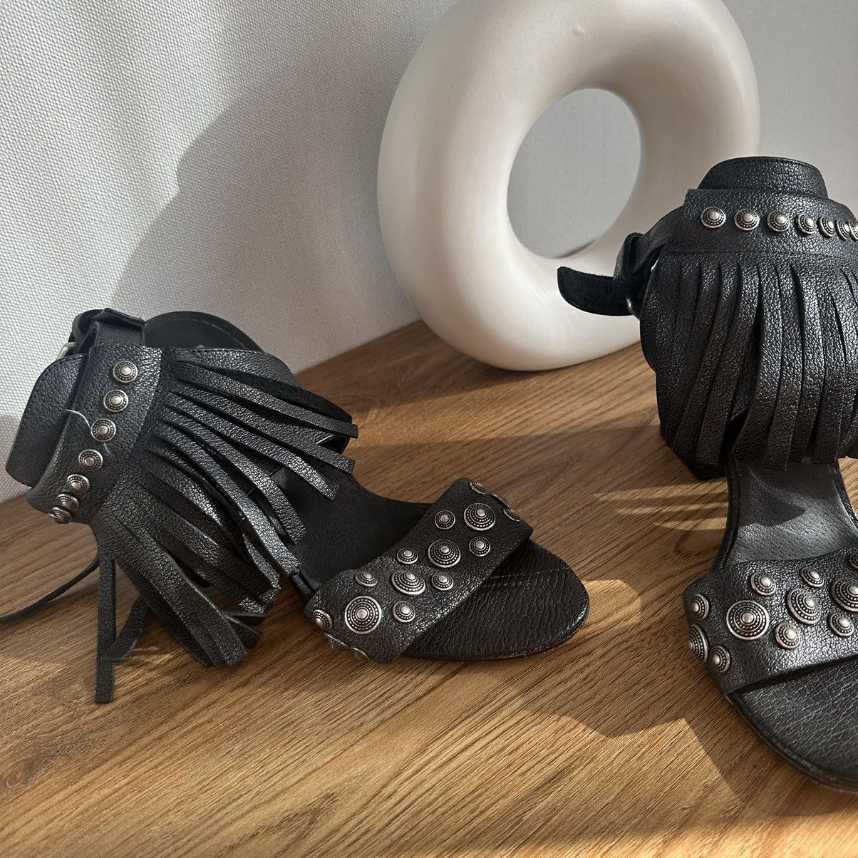 David Eden Luxury Vero Cuoio Leather Heels Shoes Style Italy 00s Y2K Size US 7 / IT 37 - 2 Thumbnail