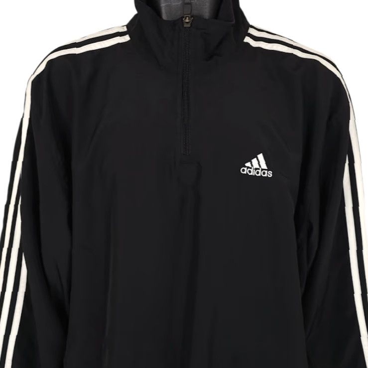 Adidas Adidas Windbreaker Jacket Mens Size Medium Black Quarter Zip Three Stripes Size US M / EU 48-50 / 2 - 2 Thumbnail