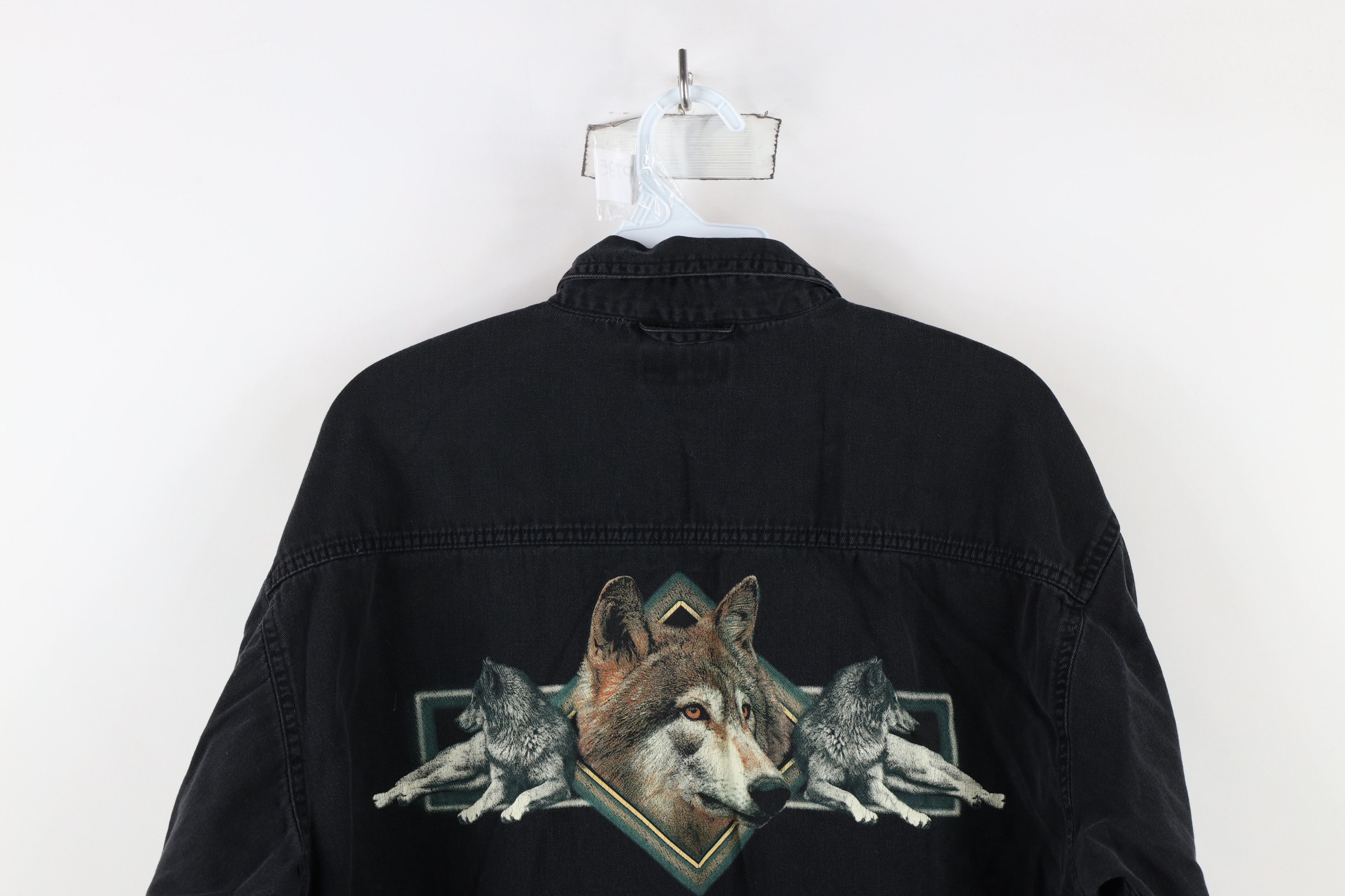 Vintage Vintage 90s Streetwear Wolf Collared Button Down Shirt Size ONE SIZE - 11 Thumbnail