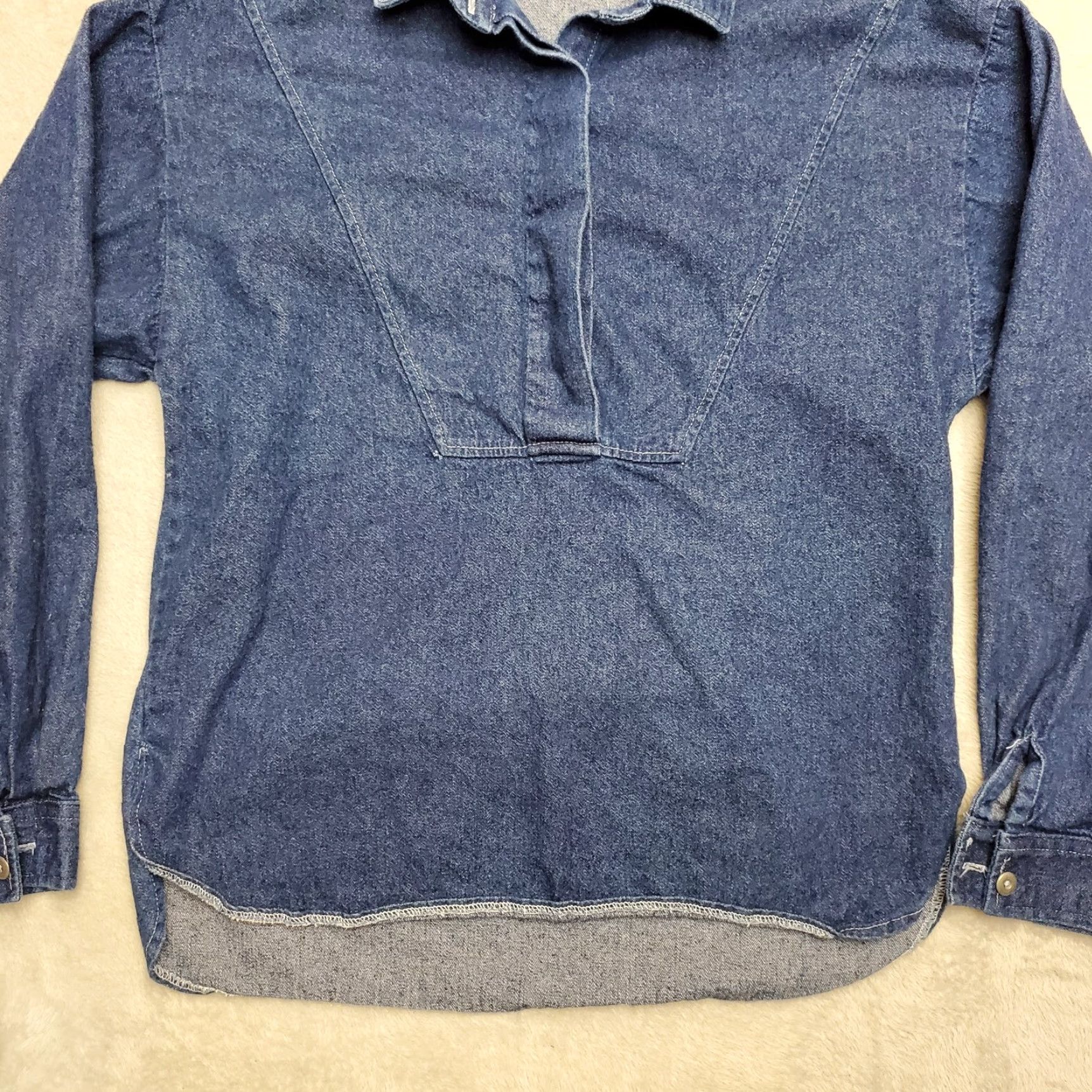 Vintage VINTAGE Cameo Rose Shirt Women 6 Blue Denim Button Pullover Casual 100% Cotton Long Sleeve Collared Built-In USA Size M / US 6-8 / IT 42-44 - 3 Thumbnail