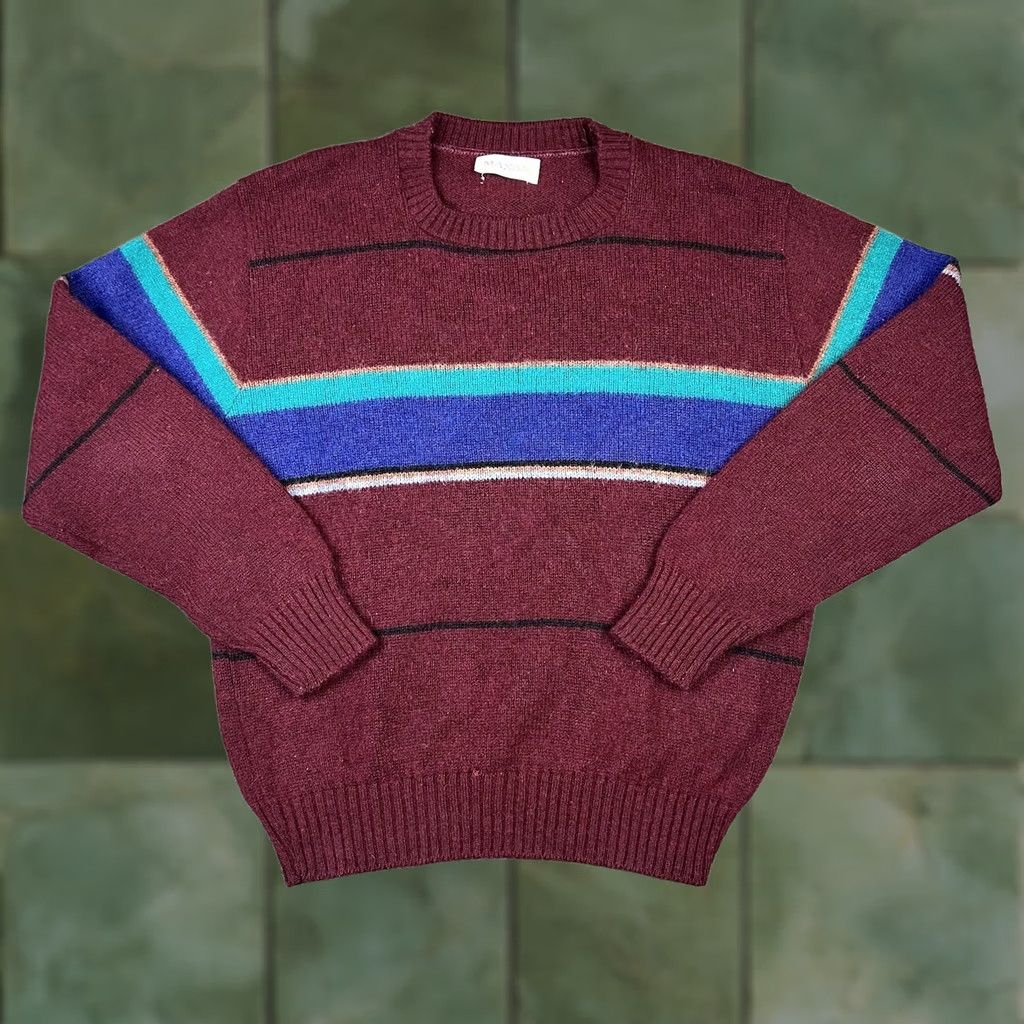 Vintage VINTAGE Maxam Sweater Shirt Mens Medium Red Burgundy 80s 90s Knit Wool Acrylic Crew Neck Long Sleeve Pullover Size US M / EU 48-50 / 2 - 1 Thumbnail