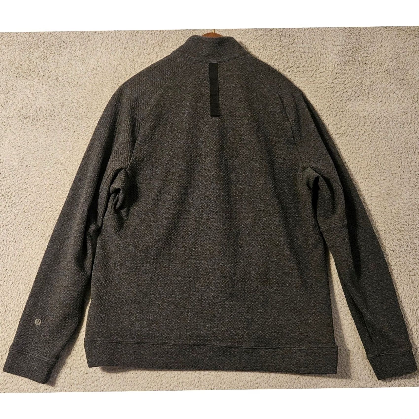 Lululemon Lululemon Mens Medium Gray Textured Double-Knit Cotton Half Zip M3EOYS Size US M / EU 48-50 / 2 - 3 Thumbnail