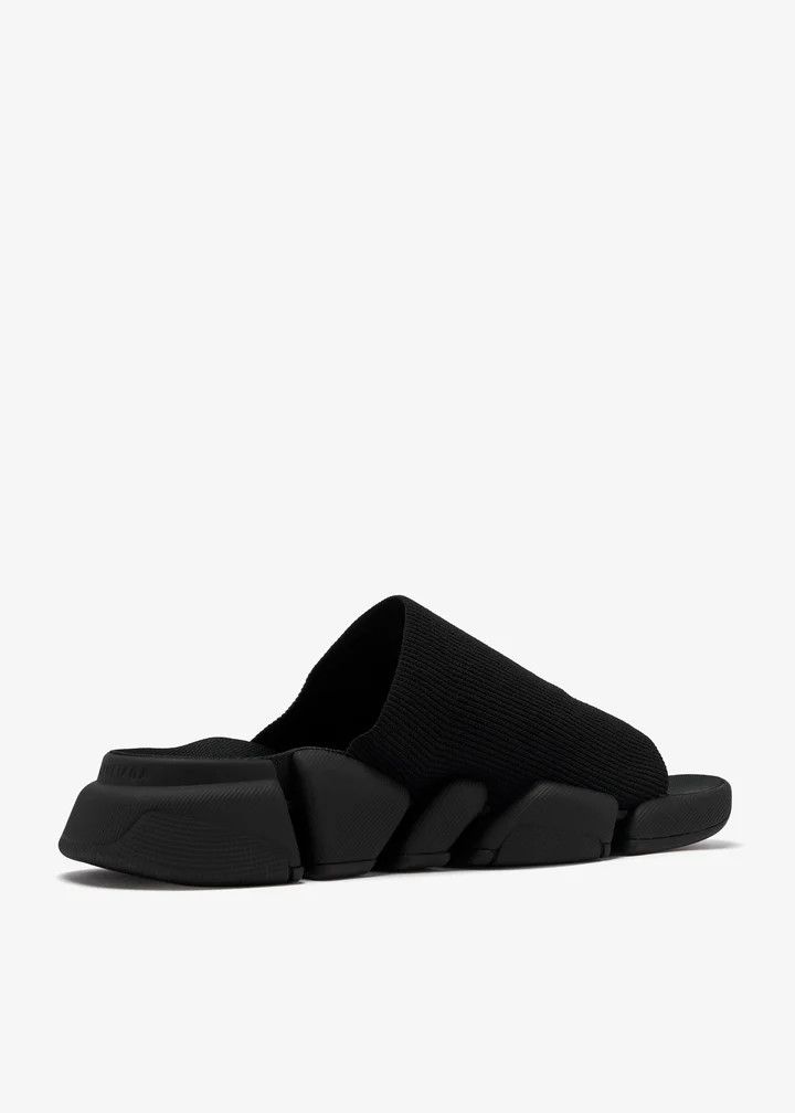 Balenciaga o1s1wg110126 Speed 2.0 Recycled Knit Slide Sandals in Black Size US 7 / IT 37 - 3 Thumbnail