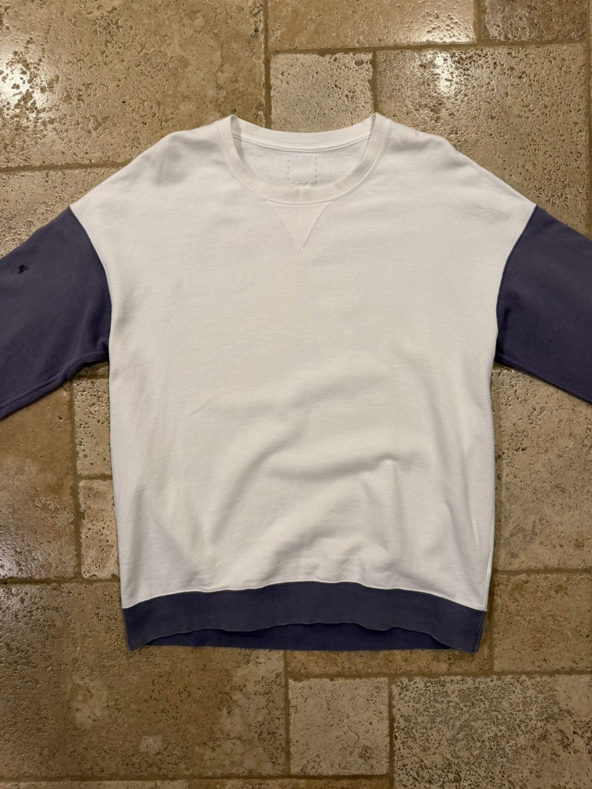 Visvim Visvim SS20 White/Purple Jumbo Crash Distres Sweat L/S Shirt Size US XL / EU 56 / 4 - 6 Thumbnail