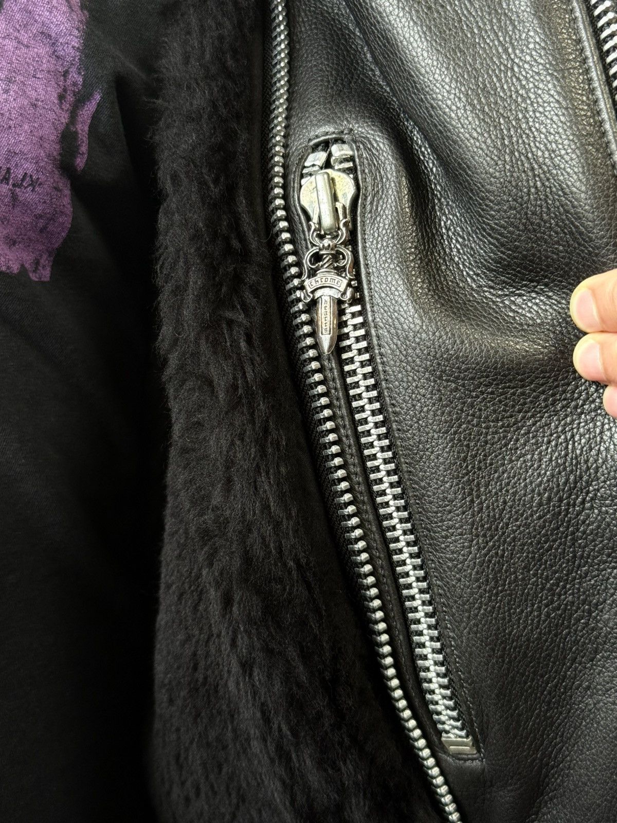 Chrome Hearts Chrome Heart Leather Mink Lined Belt Jacket Size US L / EU 52-54 / 3 - 11 Thumbnail