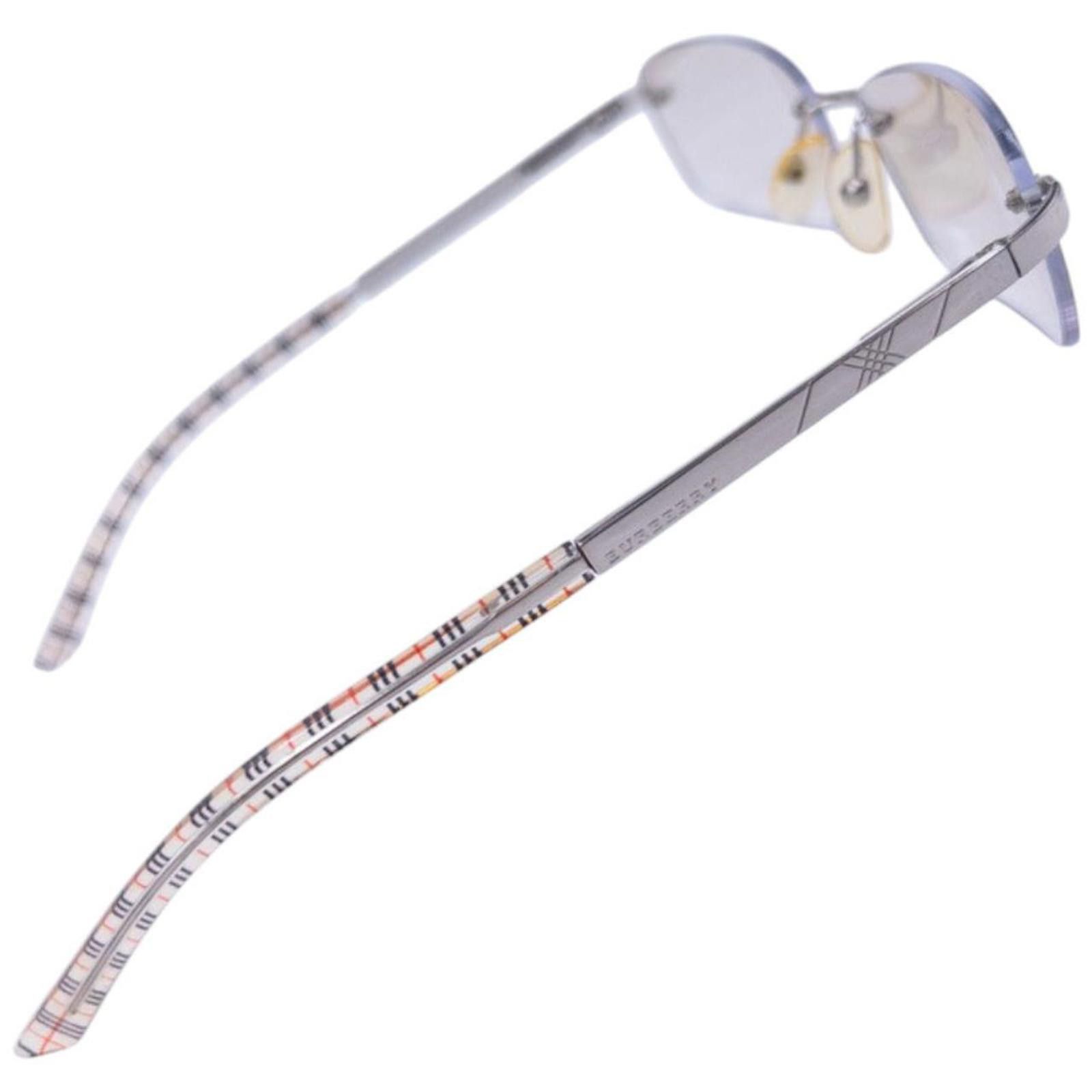 Burberry Vintage Burberry Nova Check Rimless Clear Sunglasses Size ONE SIZE - 3 Thumbnail
