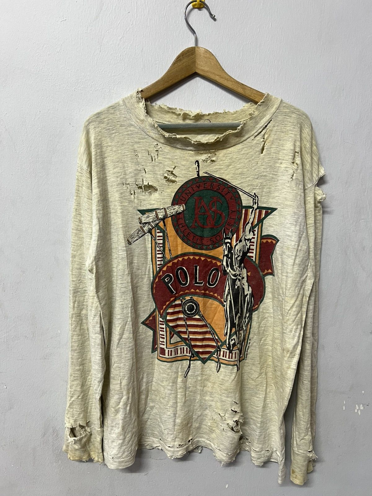 Polo Ralph Lauren × Vintage THRASHED FADED UNIVERSITY THLETIC SOCIETY ERD GRUNGE Size US L / EU 52-54 / 3 - 1 Thumbnail