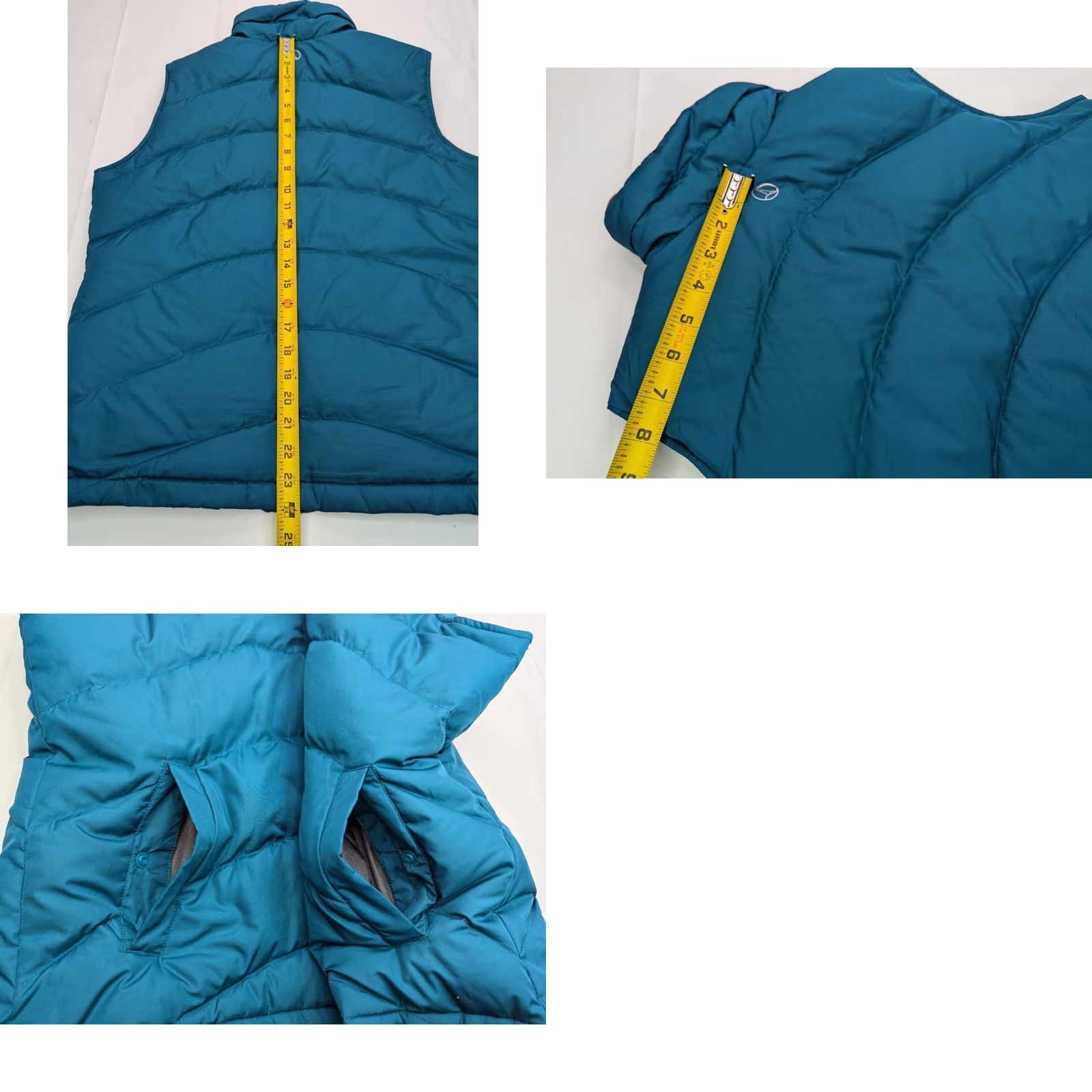 Lands' End Lands' End Puffer Vest Men M Down Insulated Teal Blue-Green Solid Short Stand-Up Collar Quilted Jacket/Coat Style (44" Chest) Regular Fit Adult Mens Size US M / EU 48-50 / 2 - 8 Thumbnail