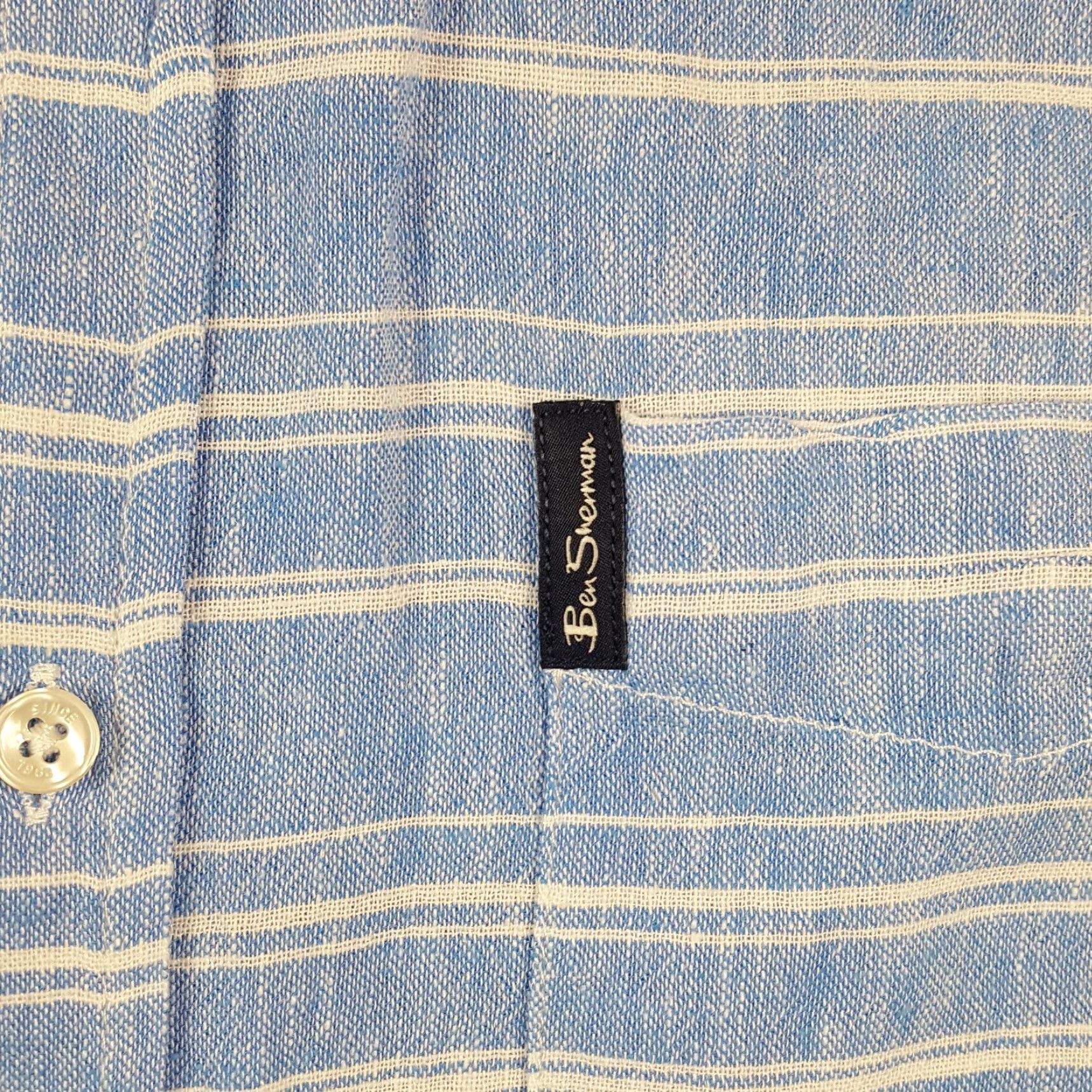 Ben Sherman Ben Sherman Linen Rayon Blend Striped Knit Men's Size L Button Up Collared Shirt Size US L / EU 52-54 / 3 - 3 Thumbnail