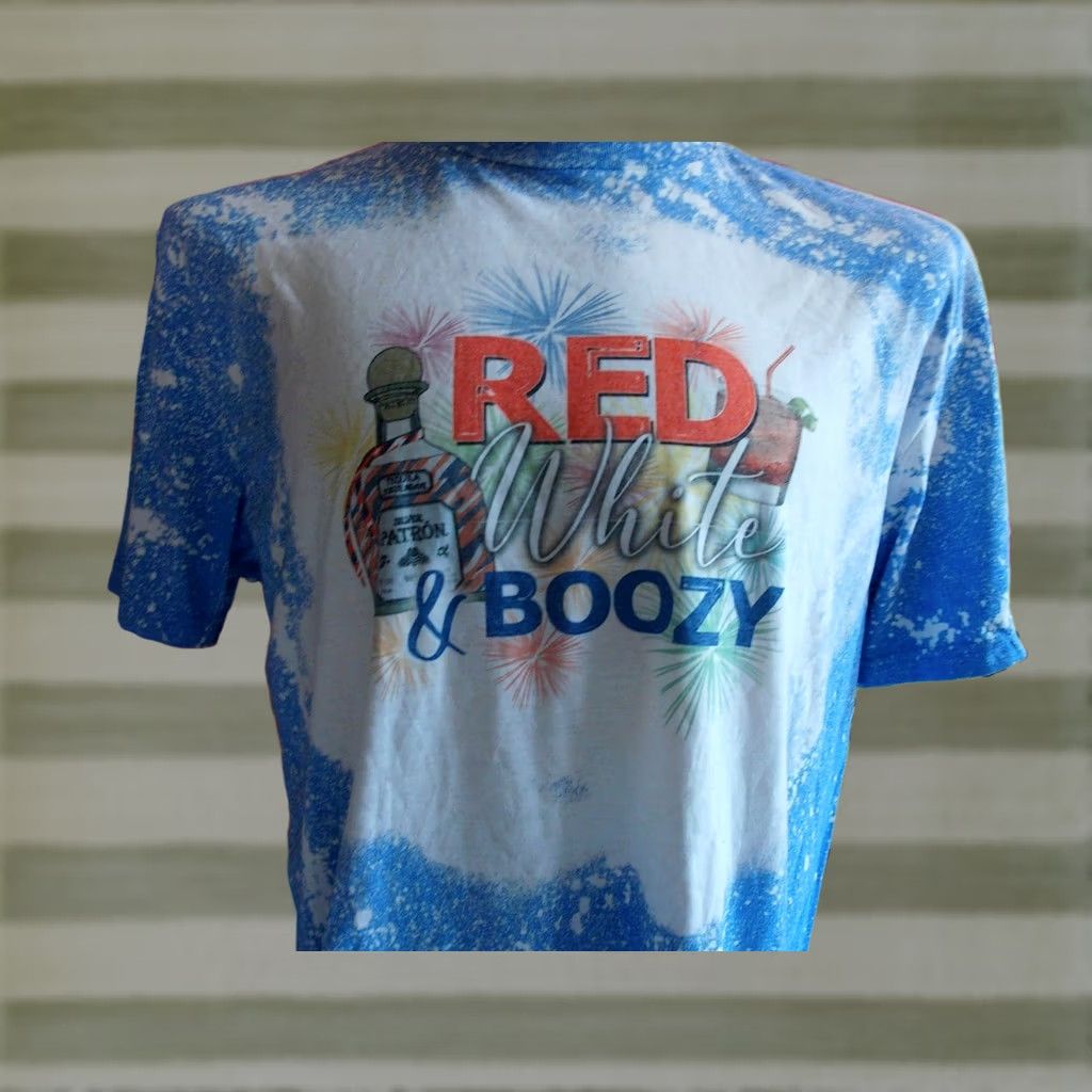 Gildan Patron Tequila Red White & Boozy Bleached Style Shirt Mens XL TYE DYE PARTY Size US XL / EU 56 / 4 - 1 Thumbnail