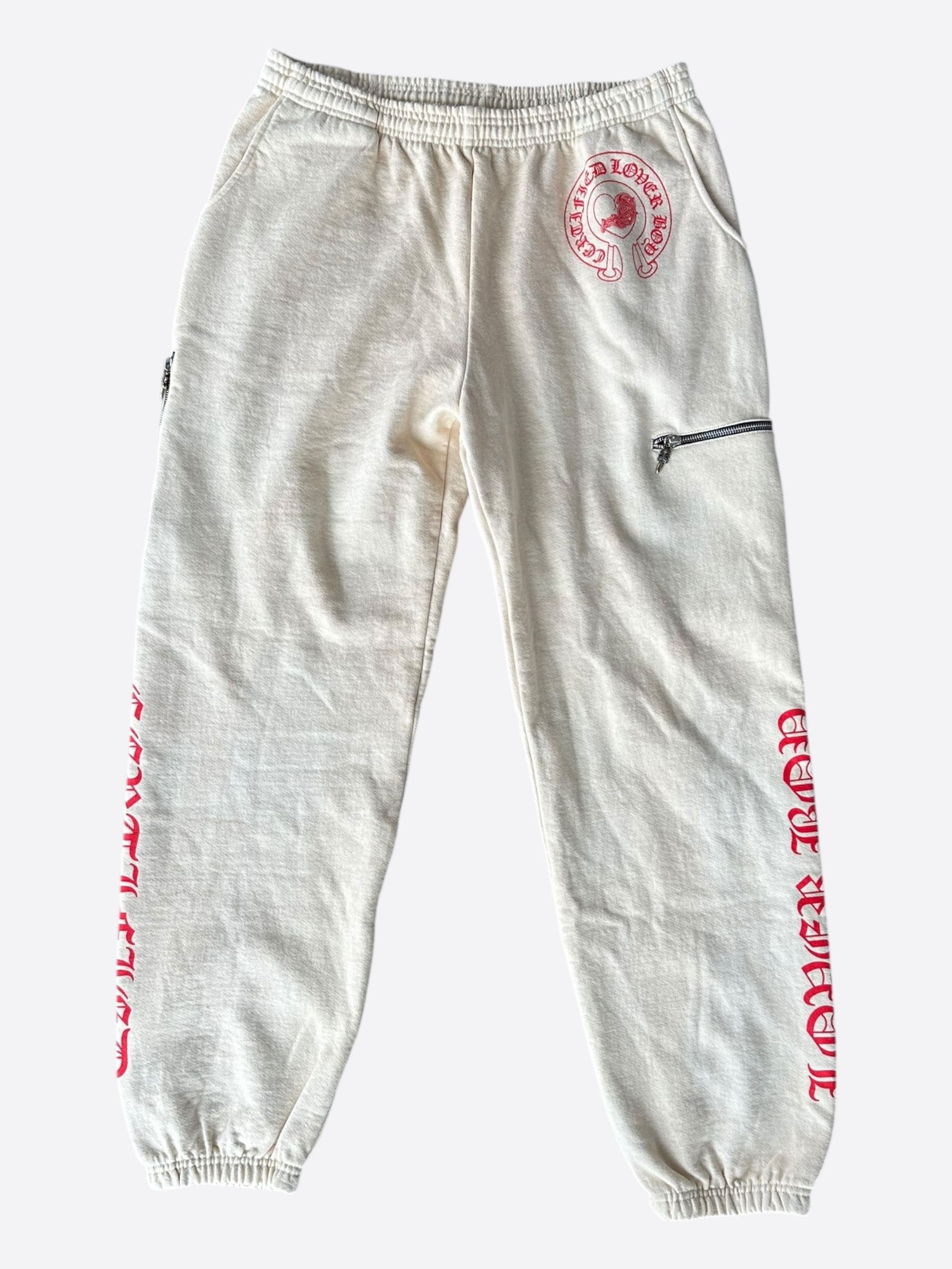 Chrome Hearts Drake Cream & Pink Certified Chrome Cross Logo Sweatpants Size US 38 / EU 54 - 1 Thumbnail