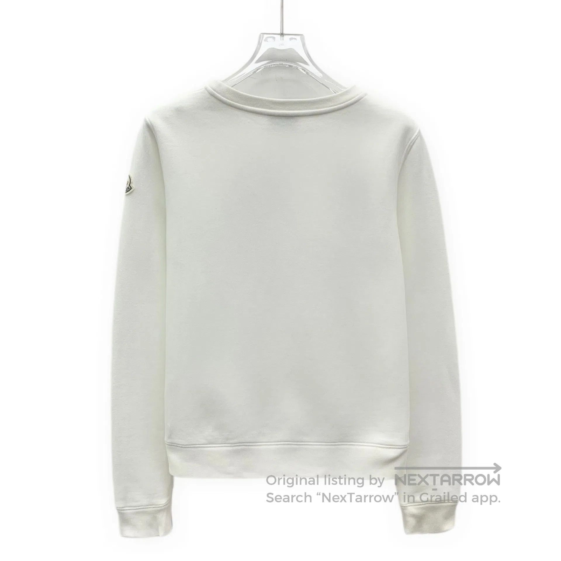 Moncler Moncler White Logo Patch Cotton Round Neck Long-sleeve Swe Size US M / EU 48-50 / 2 - 2 Thumbnail
