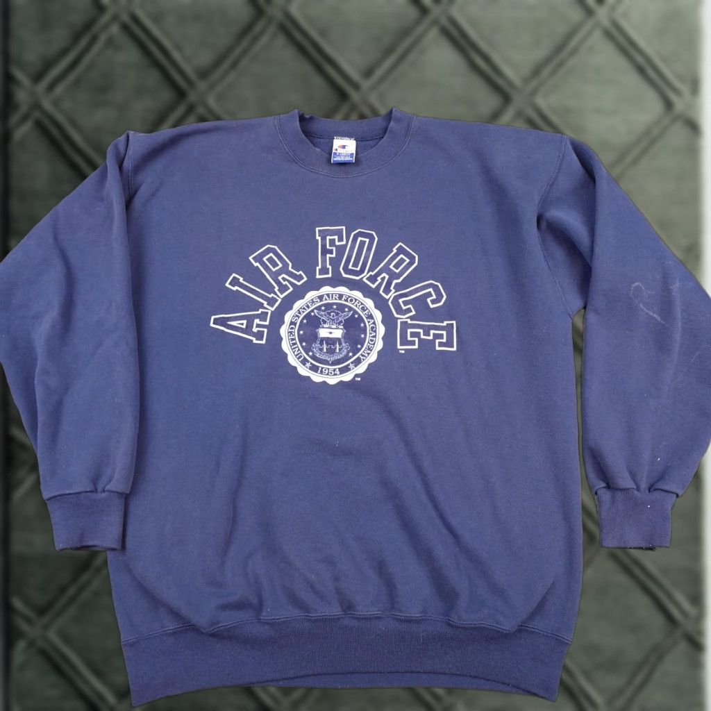 Champion VINTAGE Champion Sweatshirt Mens XL Blue Crewneck Pullover Air Force Academy Graphic Print Navy Blue USA Patriotic College University 1954 Mens XL Size US XL / EU 56 / 4 - 1 Thumbnail