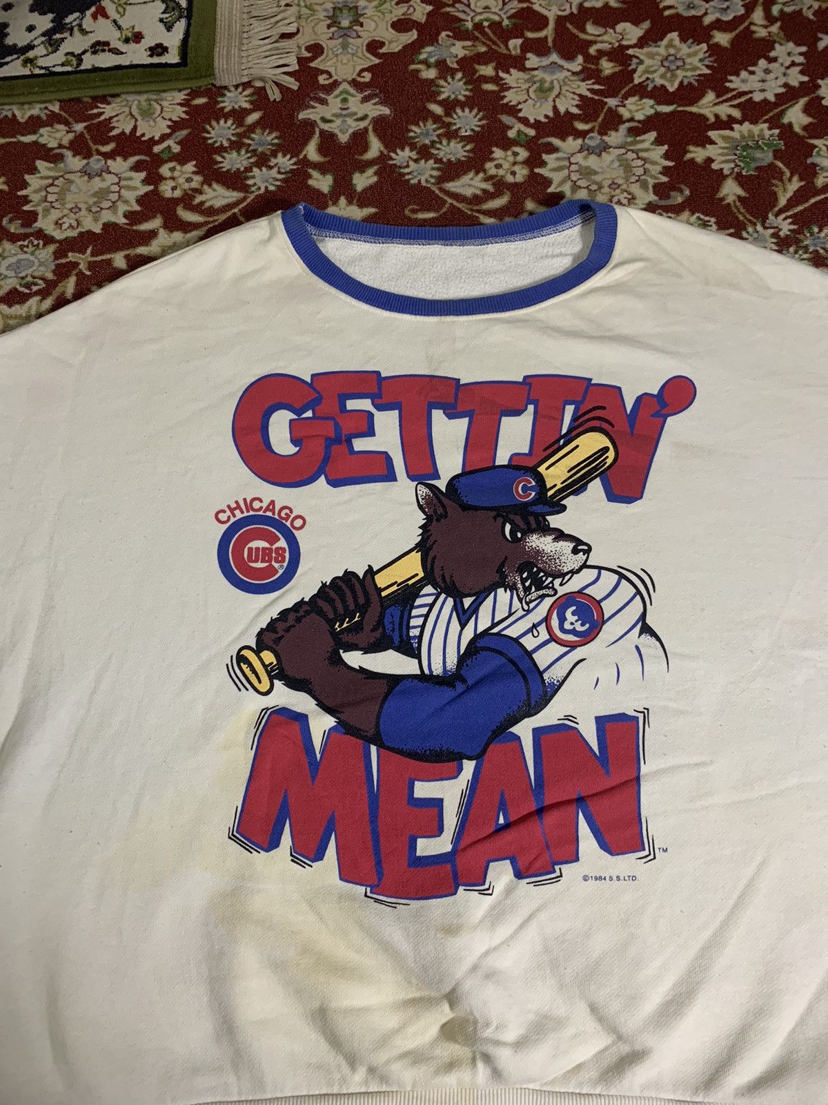 MLB × Vintage 1984 CHICAGO CUBS SWEATSHIRT RARE DESIGN Size US XL / EU 56 / 4 - 4 Thumbnail